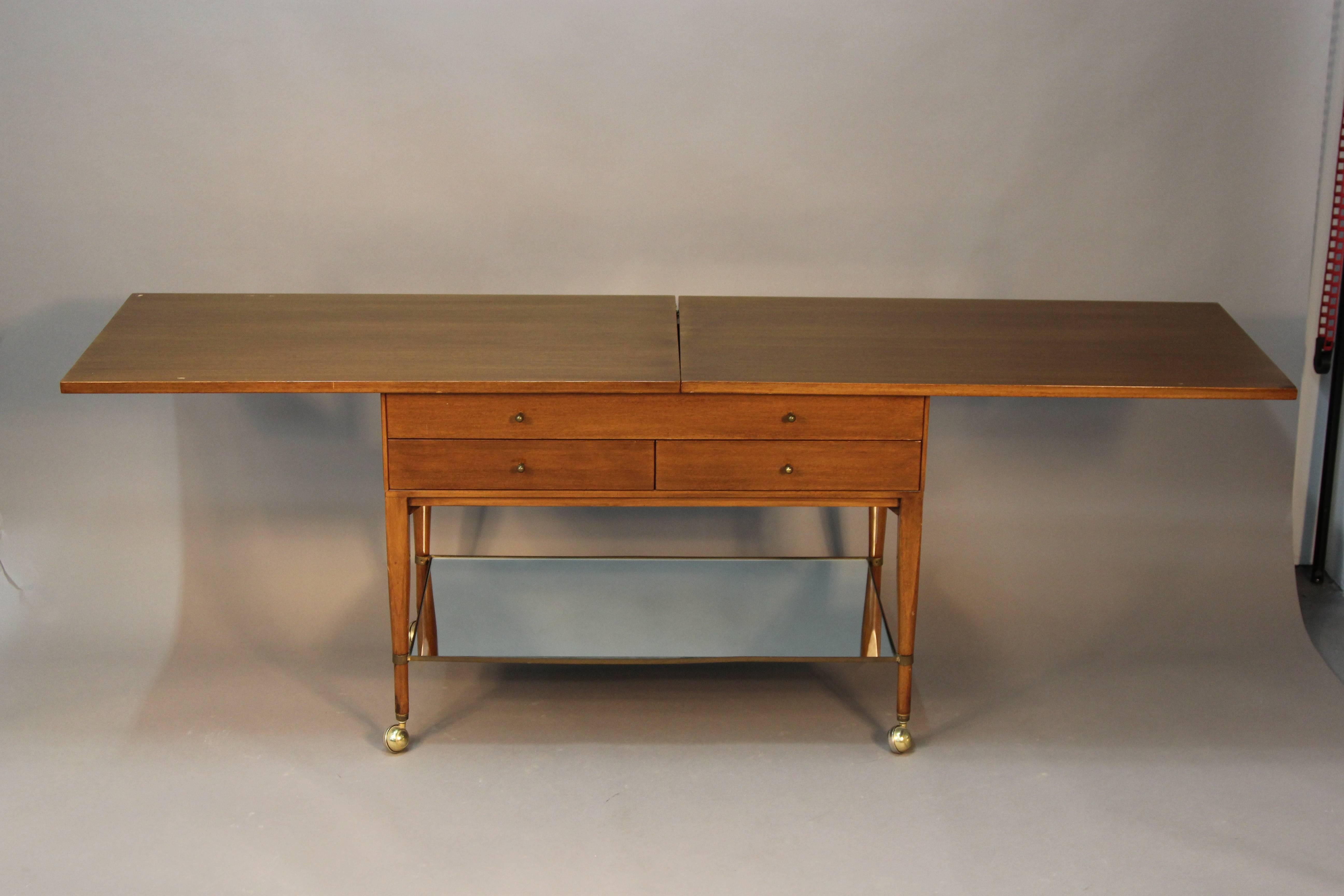 Paul McCobb for the Calvin Group Bar Cart with Extending Top In Good Condition In Bridport, CT