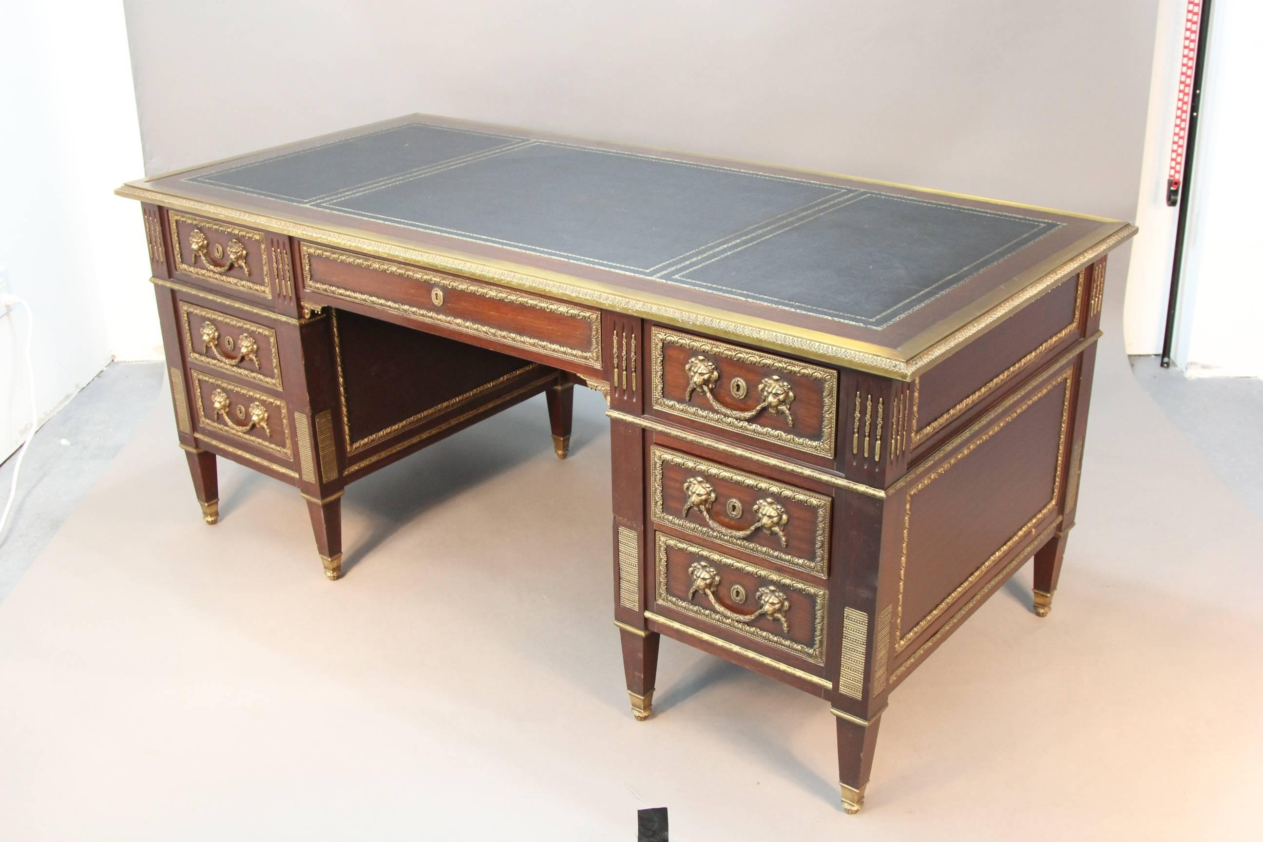 Baroque Antique French Executive Desk Bureau Plat For Sale