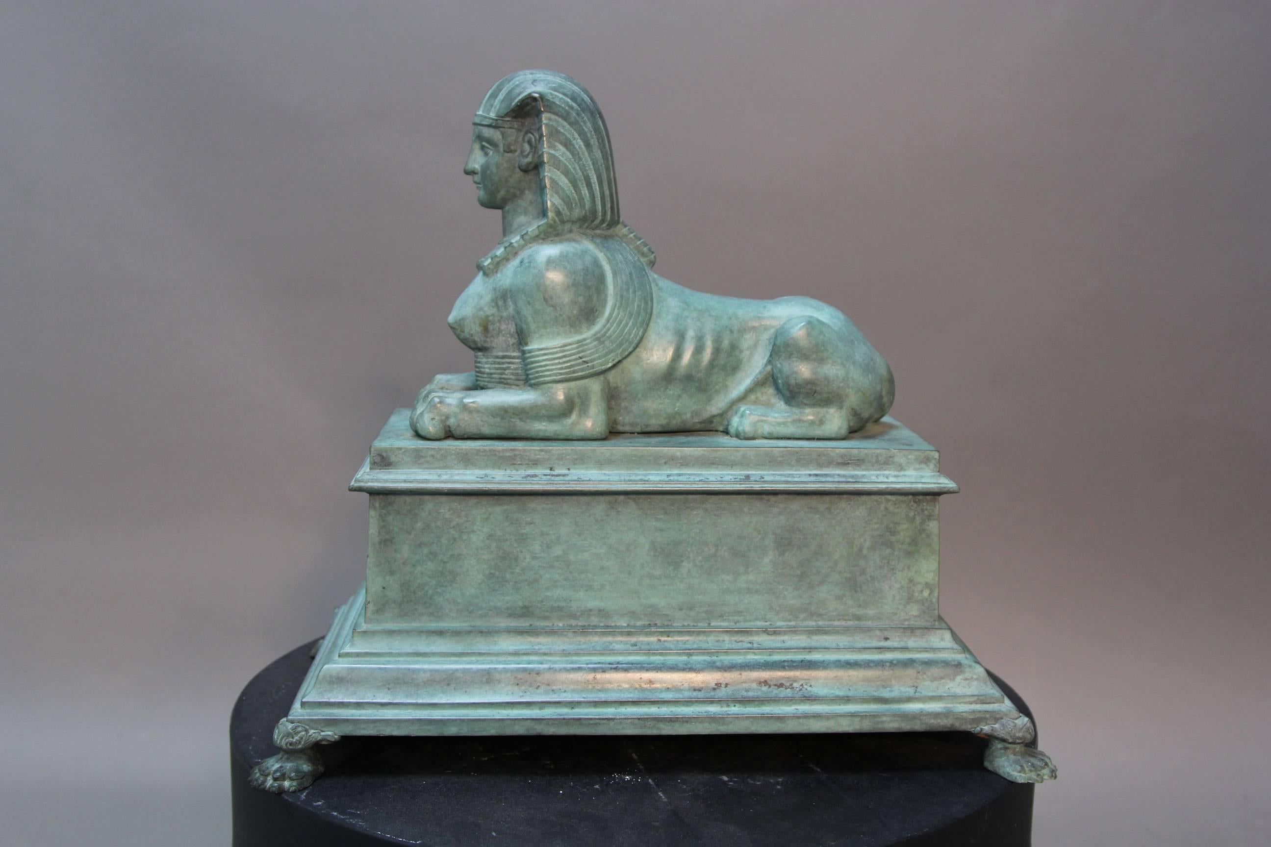 Antique Pair of Egyptian Revival Bronze Sphinx In Excellent Condition For Sale In Bridport, CT