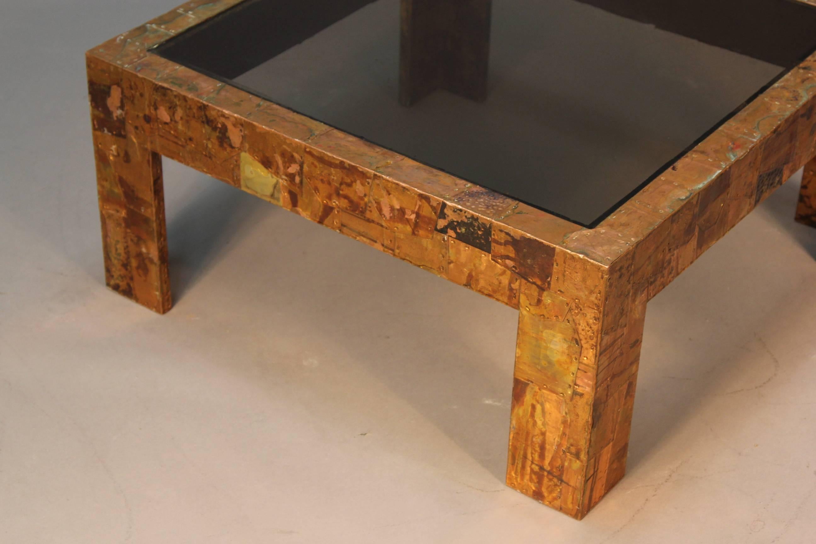 American Rare Paul Evans Coffee Table with Inlaid Copper