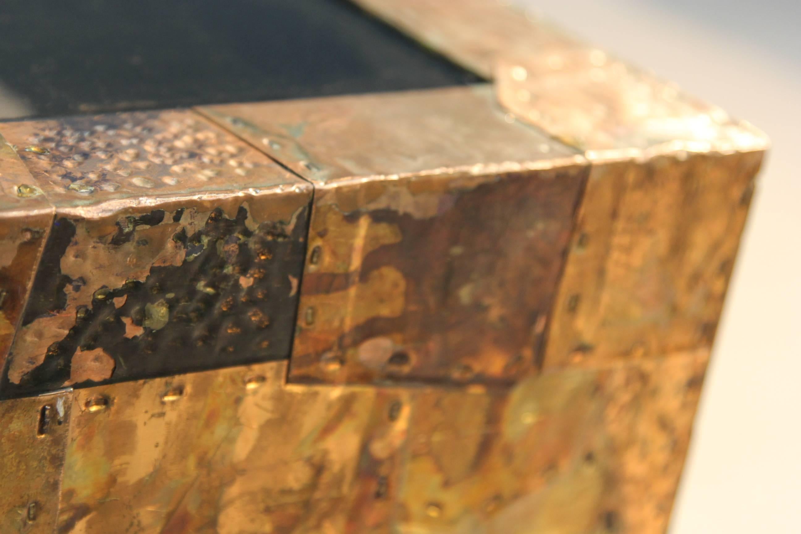 Late 20th Century Rare Paul Evans Coffee Table with Inlaid Copper