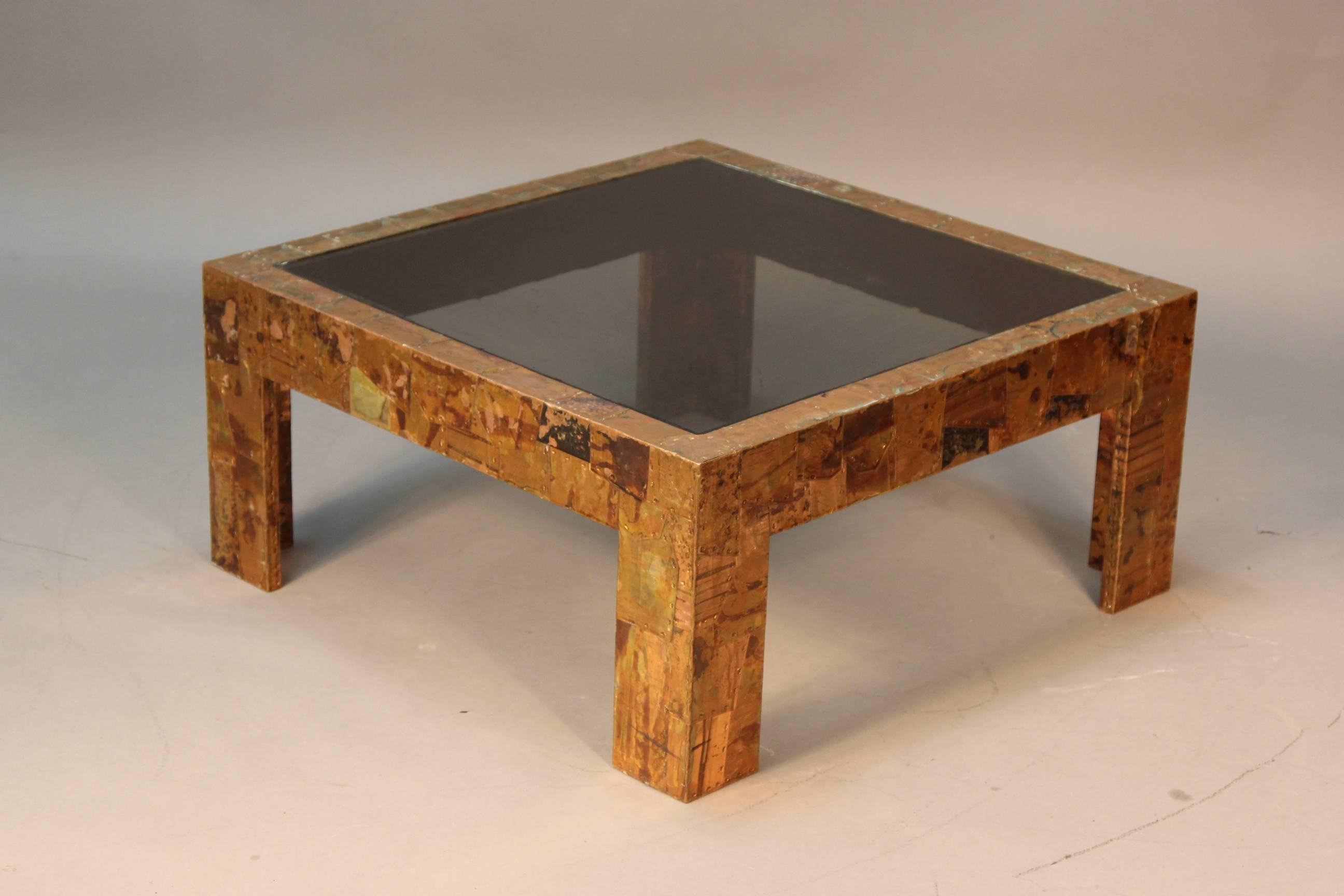 Rare Paul Evans Coffee Table with Inlaid Copper 2