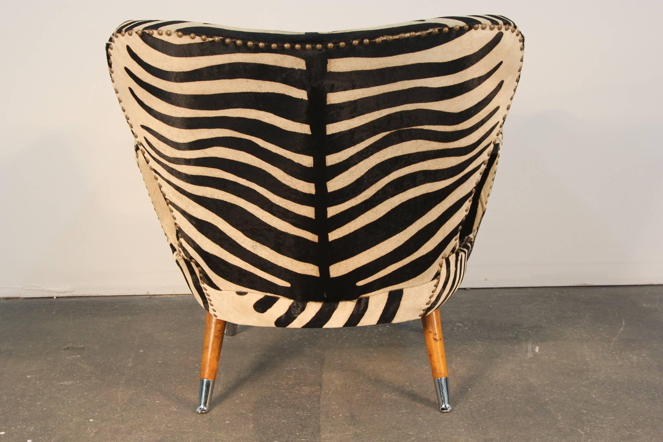 American Incredible Pair of Zebra Print Cowhide Chairs