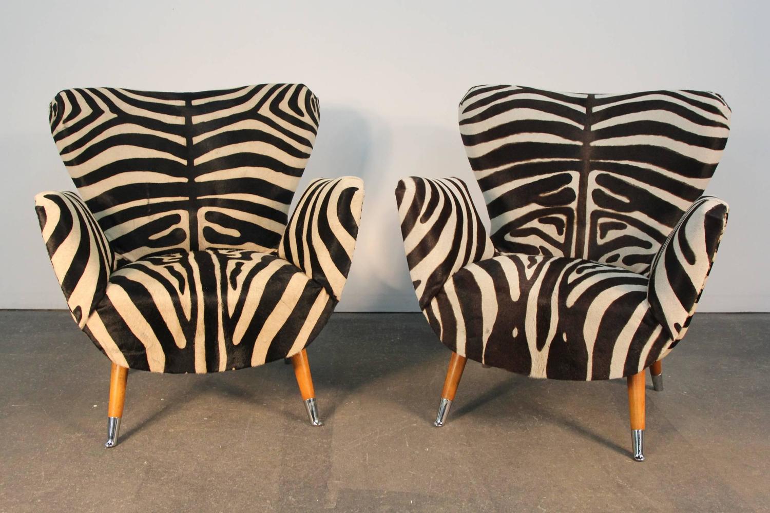 Incredible Pair of Zebra Print Cowhide Chairs at 1stdibs