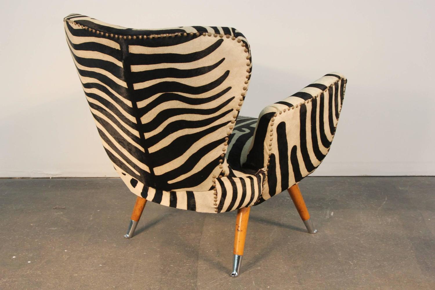 Incredible Pair of Zebra Print Cowhide Chairs at 1stdibs
