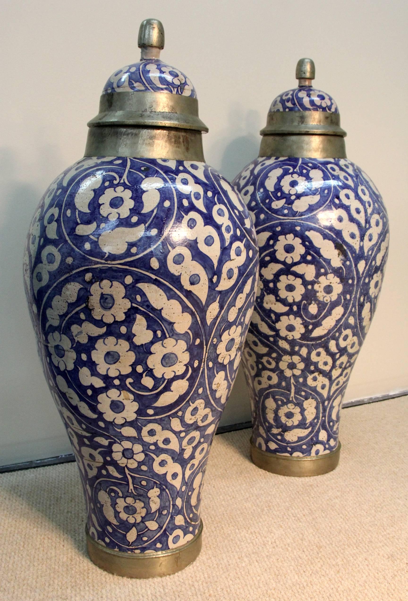 Moorish Artisan Made Early 19th Century Moroccan Floor Jars