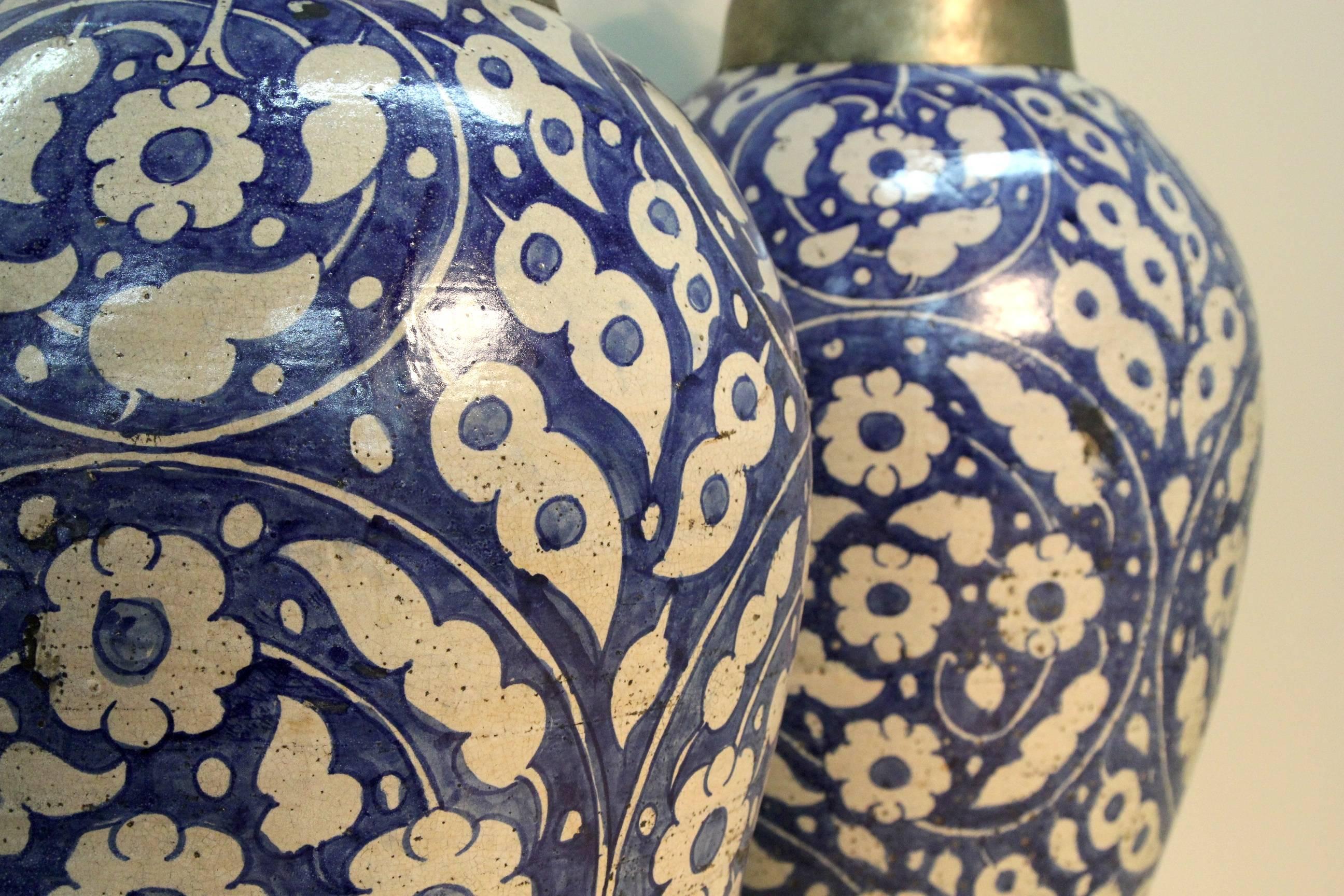 Ceramic Artisan Made Early 19th Century Moroccan Floor Jars