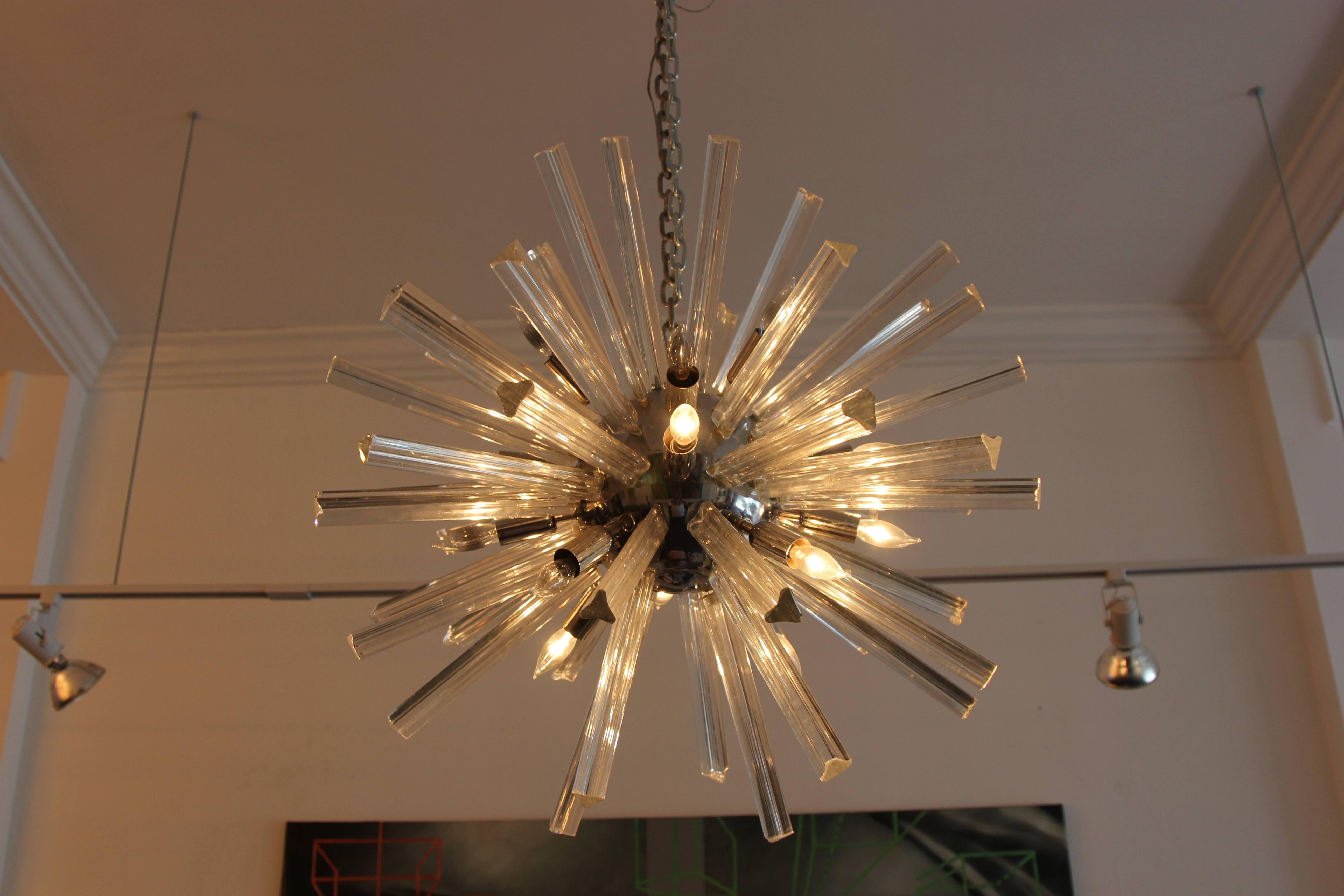 Late 20th Century Chrome and Glass Sputnik Chandelier For Sale