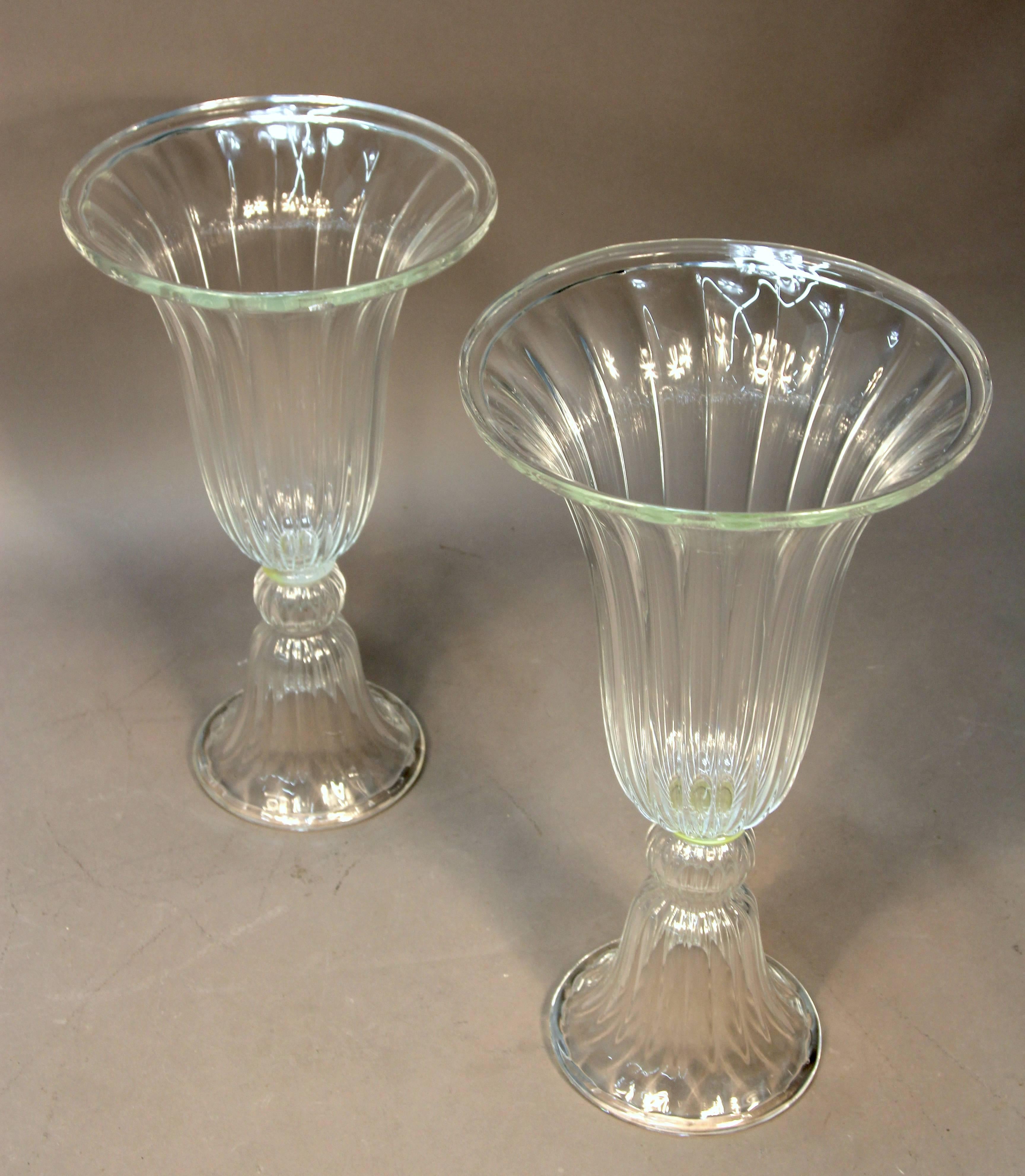 Italian Imposing Pair of Murano Glass Vases For Sale