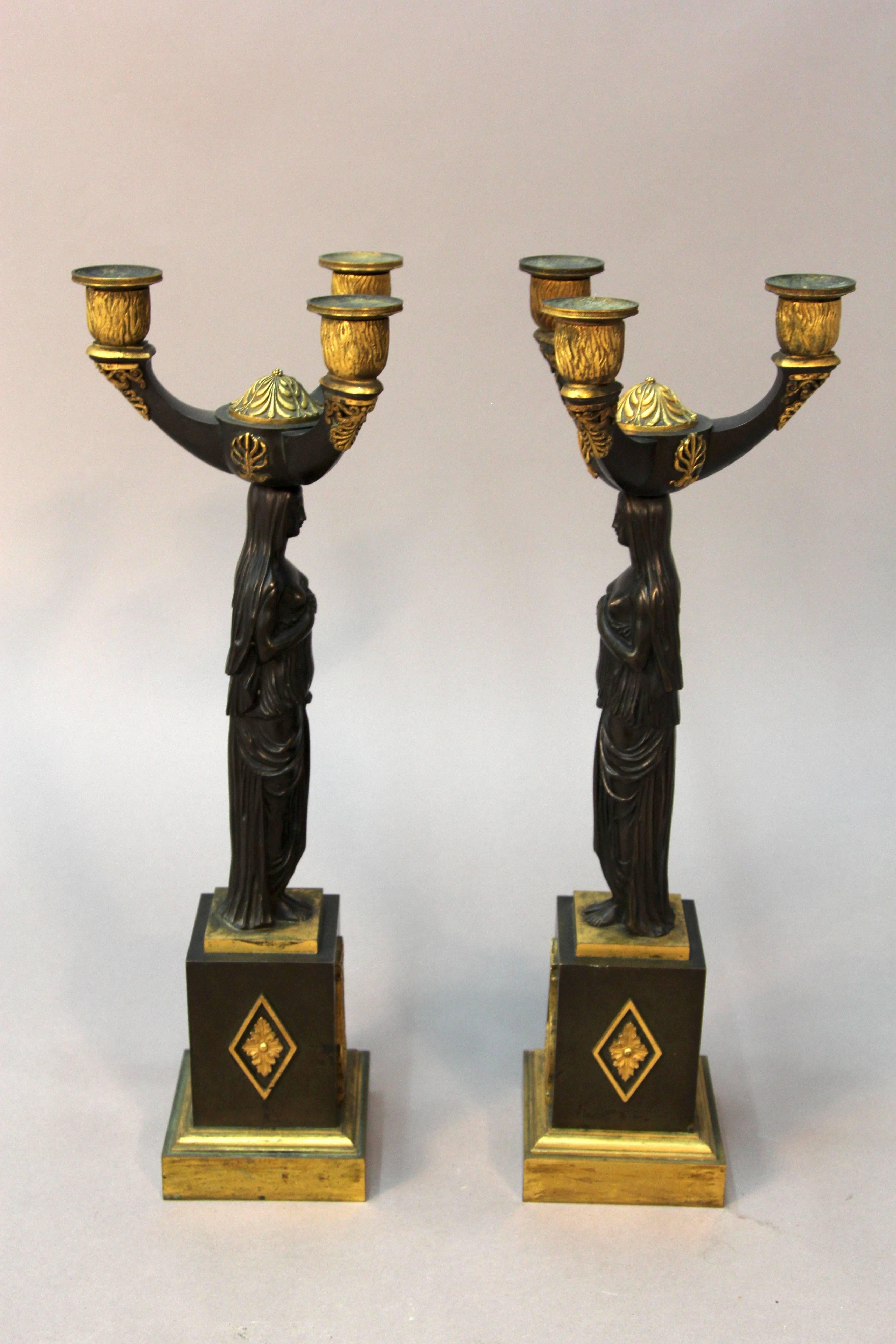 Antique Empire Bronze Candelabra Attributed to Russian 2