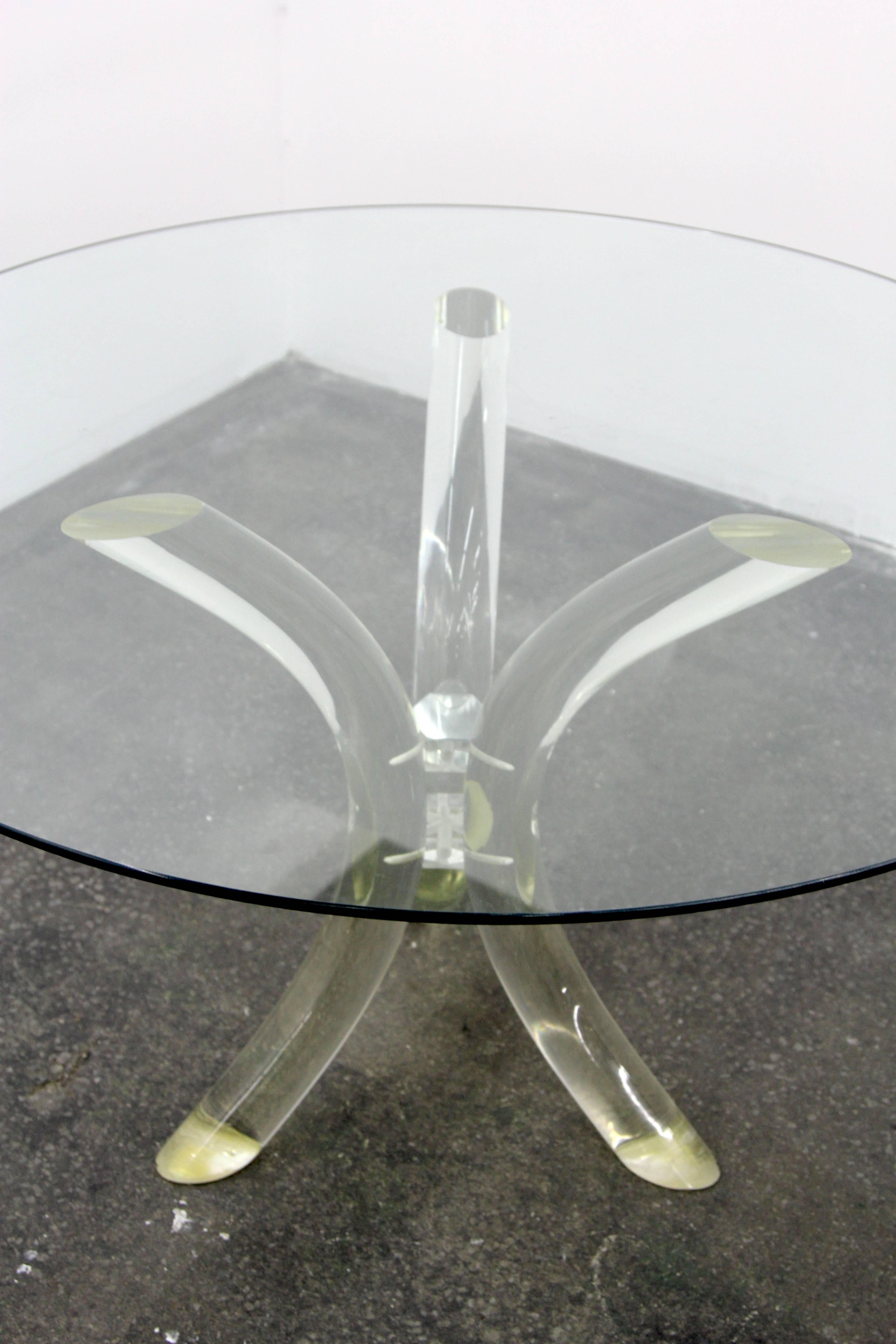 Glass Lucite Tusk Table by Charles Hollis Jones