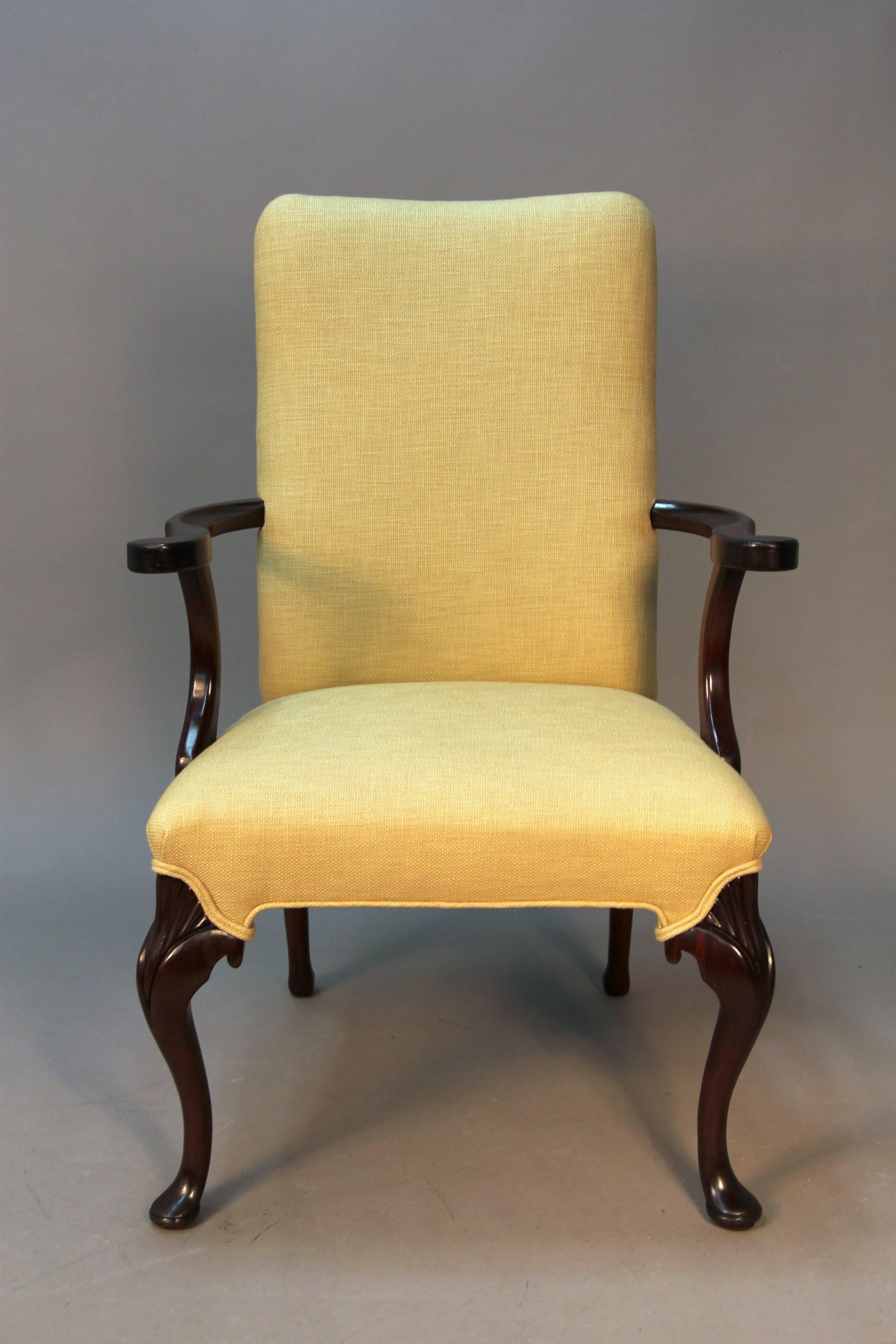 Six mahogany armchairs. Good for a conference room, library, or dining room.
