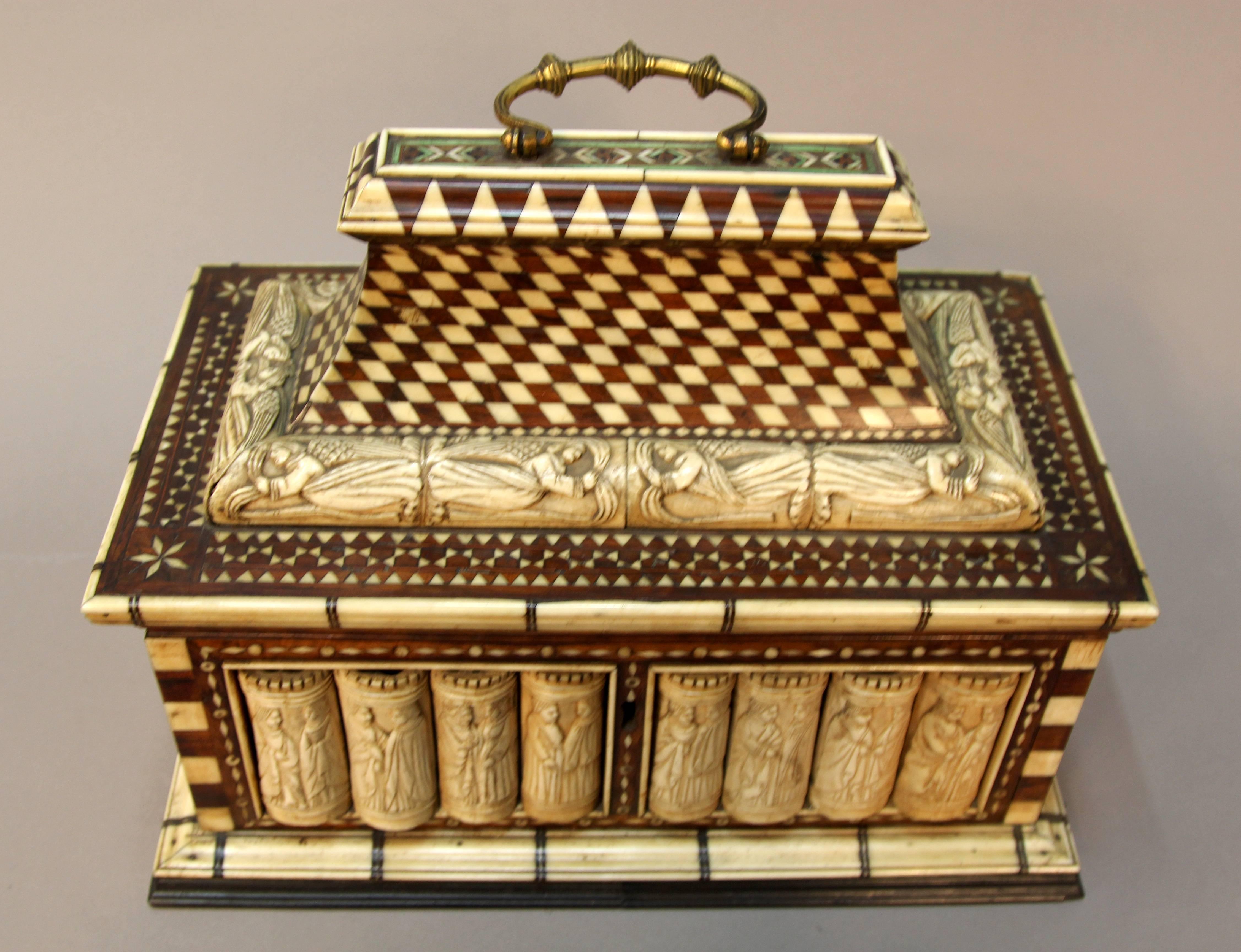 Carved Antique Italian Casket Jewel Box