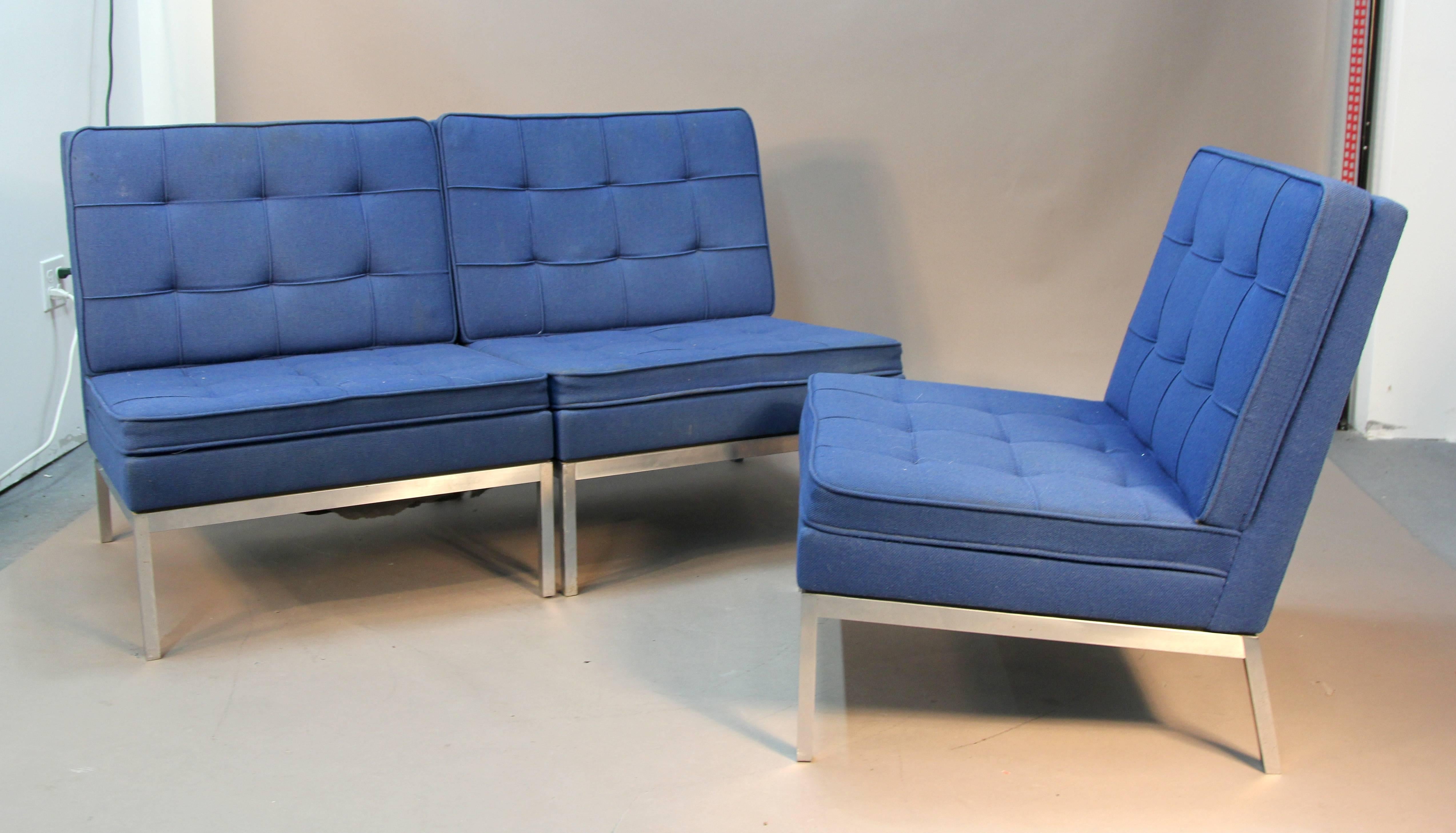 Three-Piece Knoll Sectional Sofa or Three Lounge Chairs For Sale 1