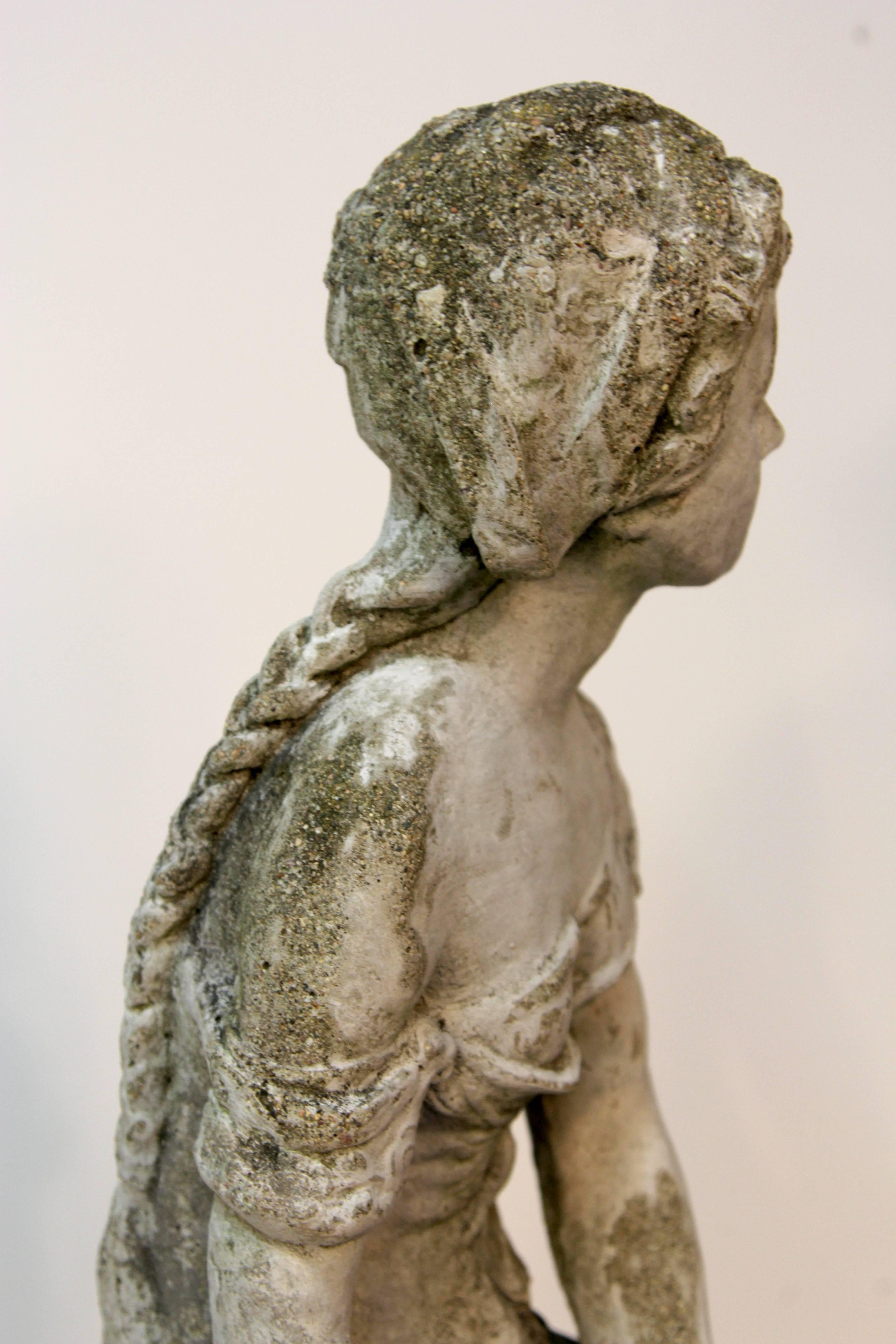 Girl with Braids Garden Statuary In Good Condition For Sale In Bridport, CT