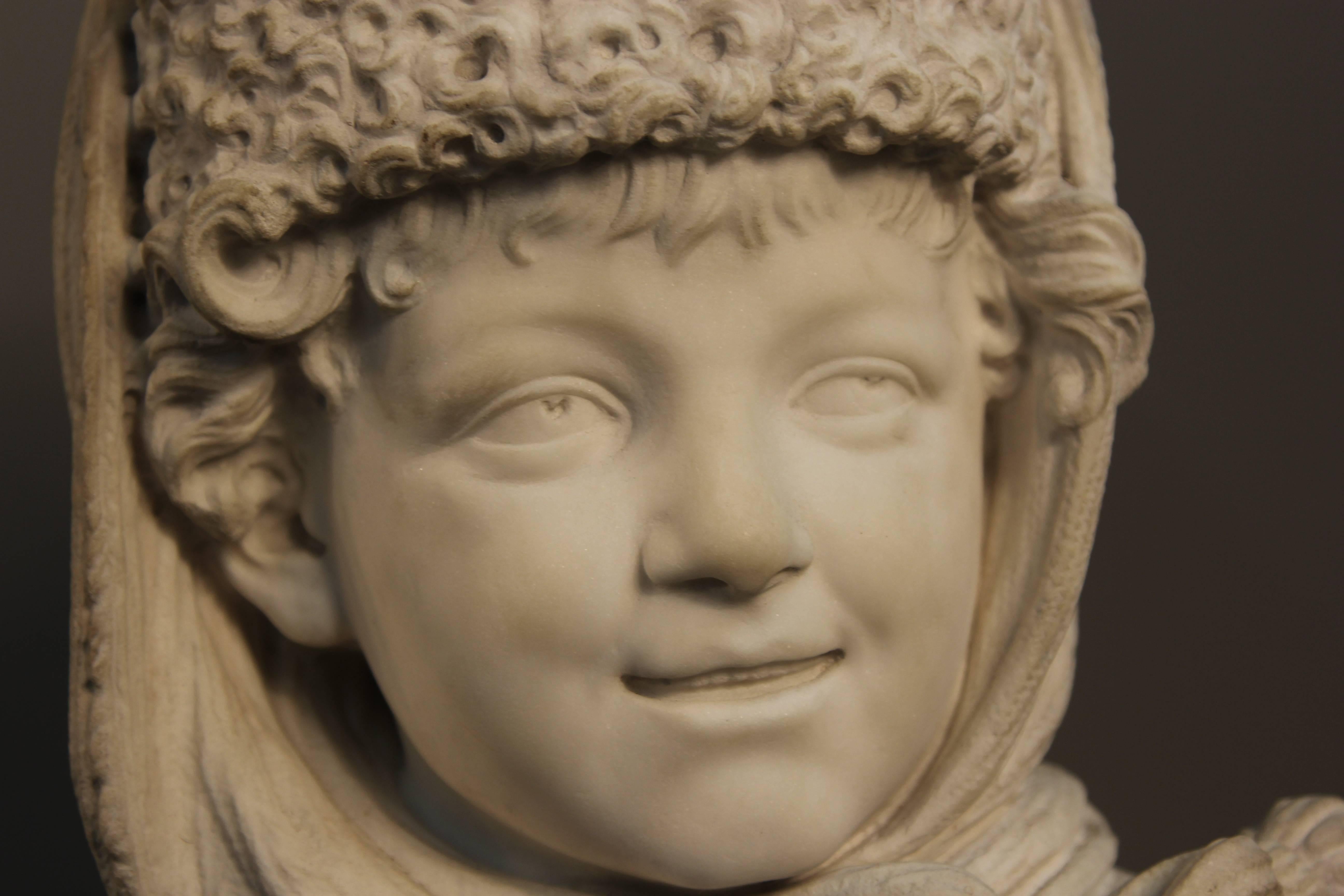 Antique Marble Sculpture of Russian Boy For Sale 2