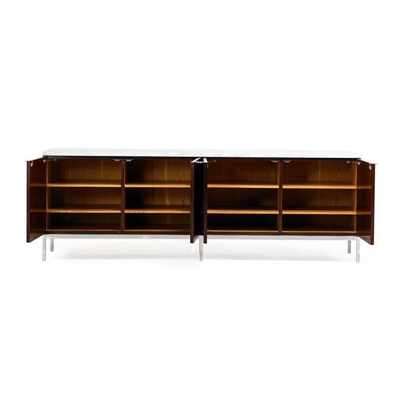 American Florence Knoll Designed Rosewood with Marble Top Credenza