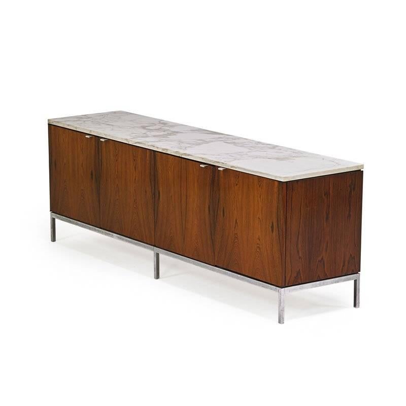 Mid-Century Modern Florence Knoll Designed Rosewood with Marble Top Credenza