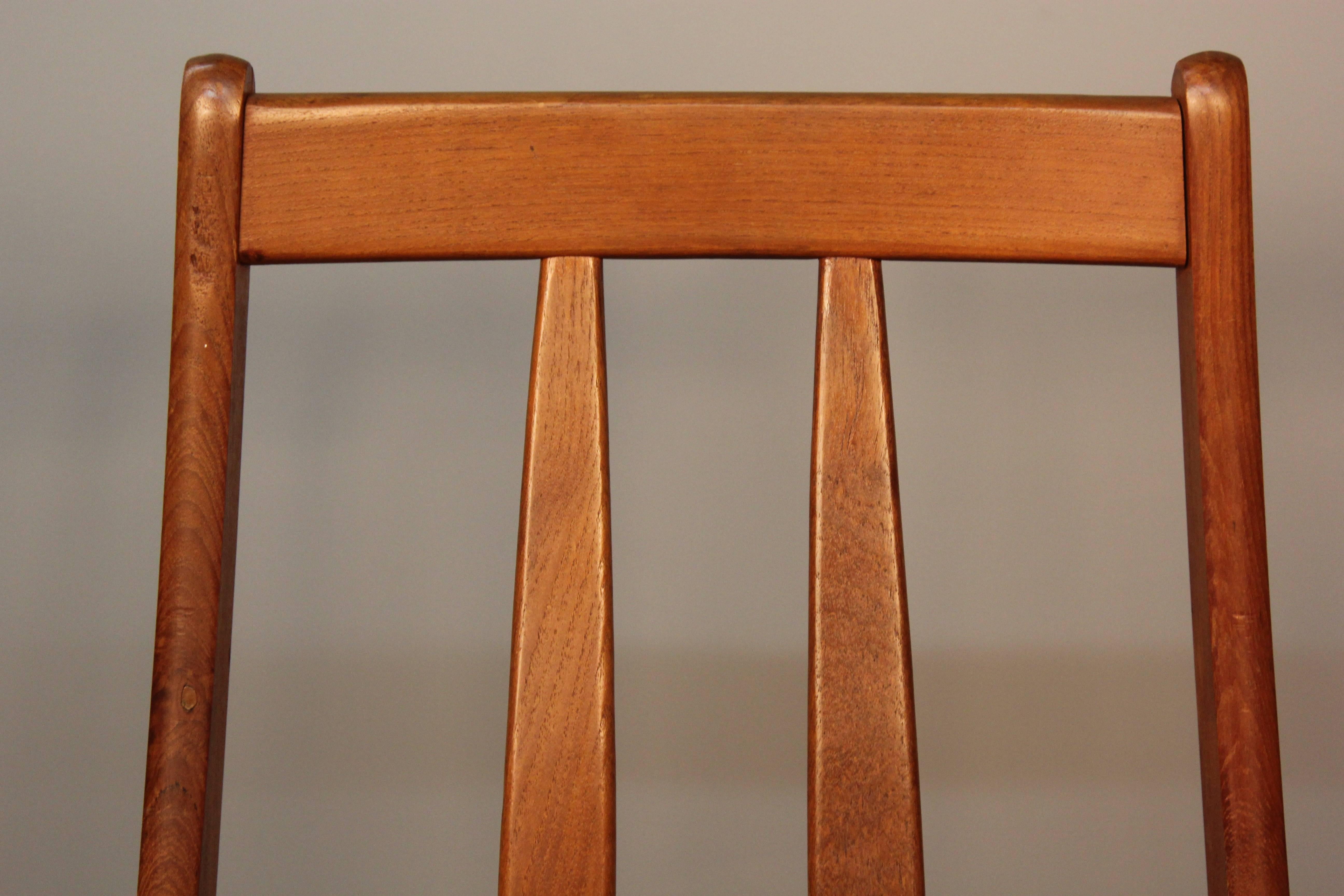 Pair of Danish Teak High Back Armchairs with Danish Cord Seats For Sale 1