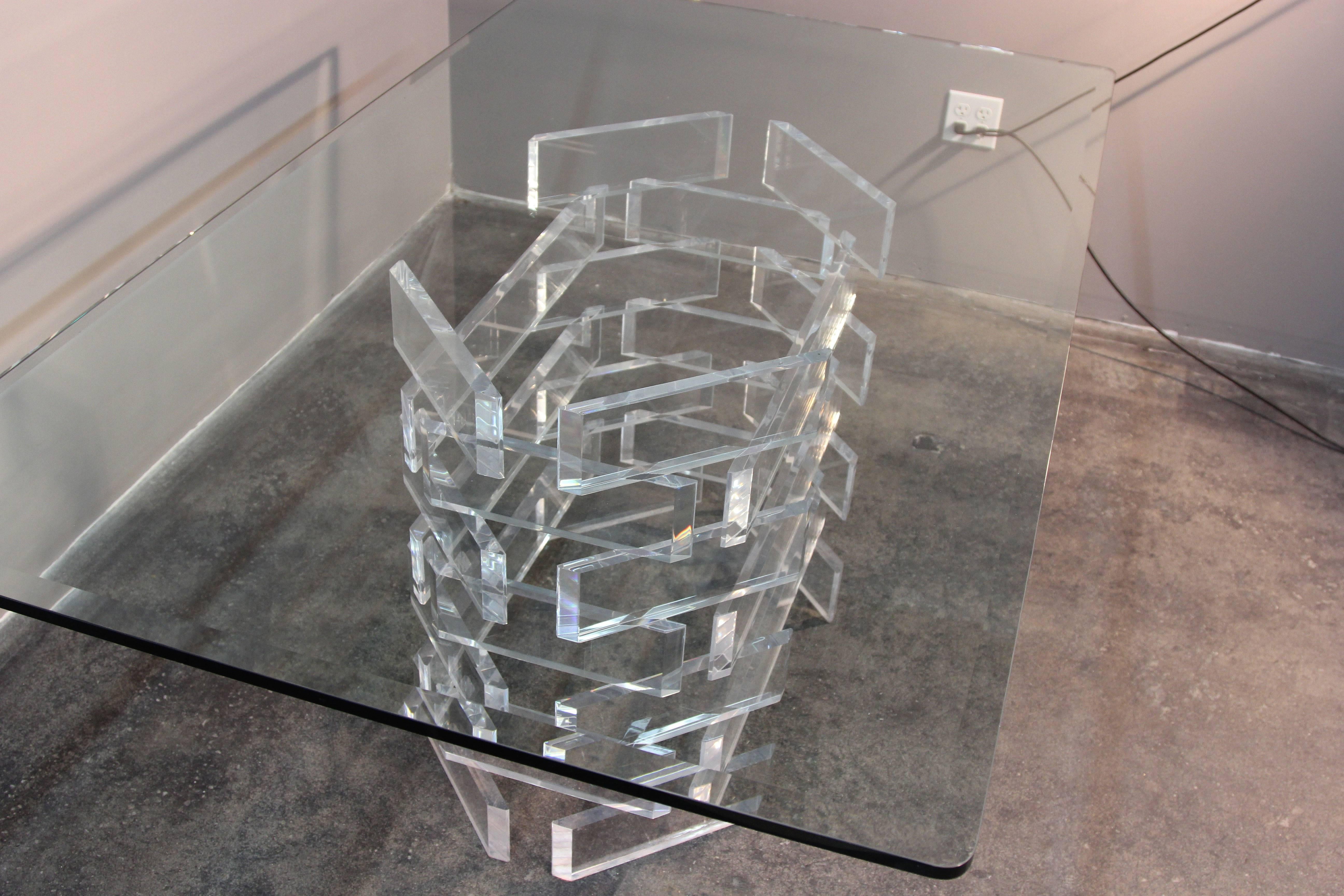 brick dining table glass