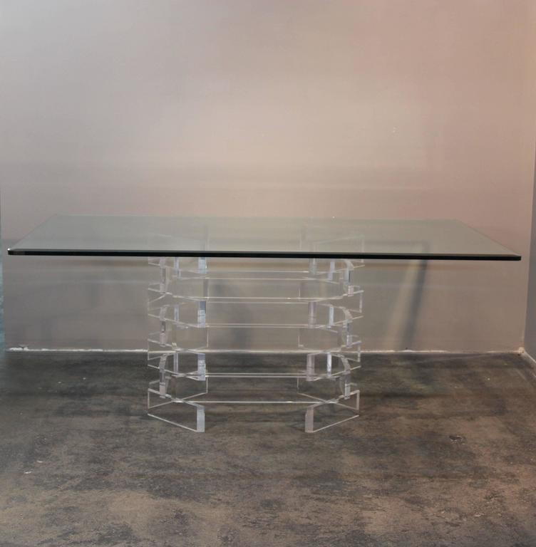 Lucite Brick Pattern Dining Table or Desk For Sale at 1stDibs brick