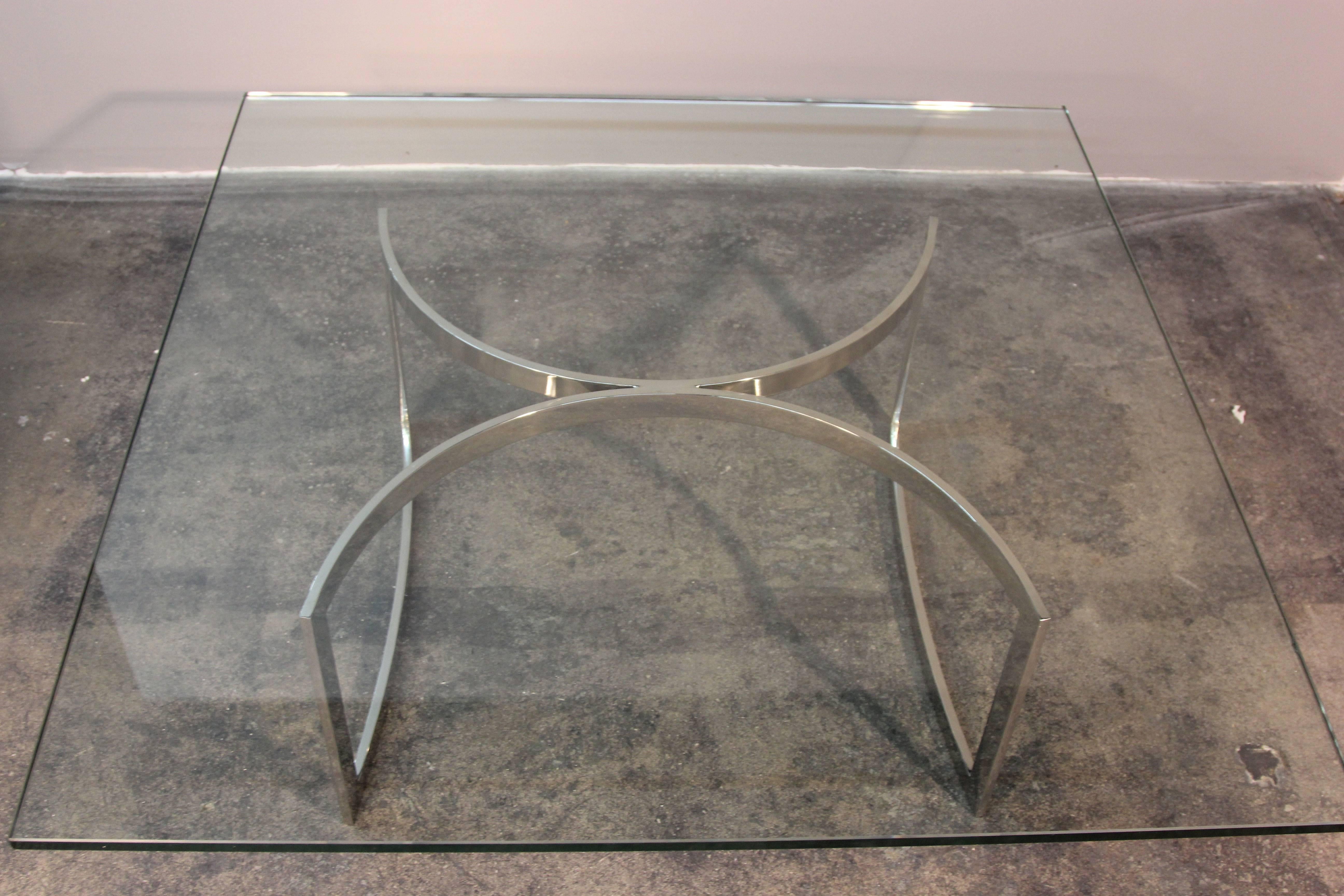American Chrome Base and Glass Top Mid-Century Coffee Table For Sale