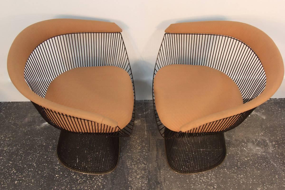 Mid-20th Century Set of Four Original Bronze Warren Platner Side Chairs