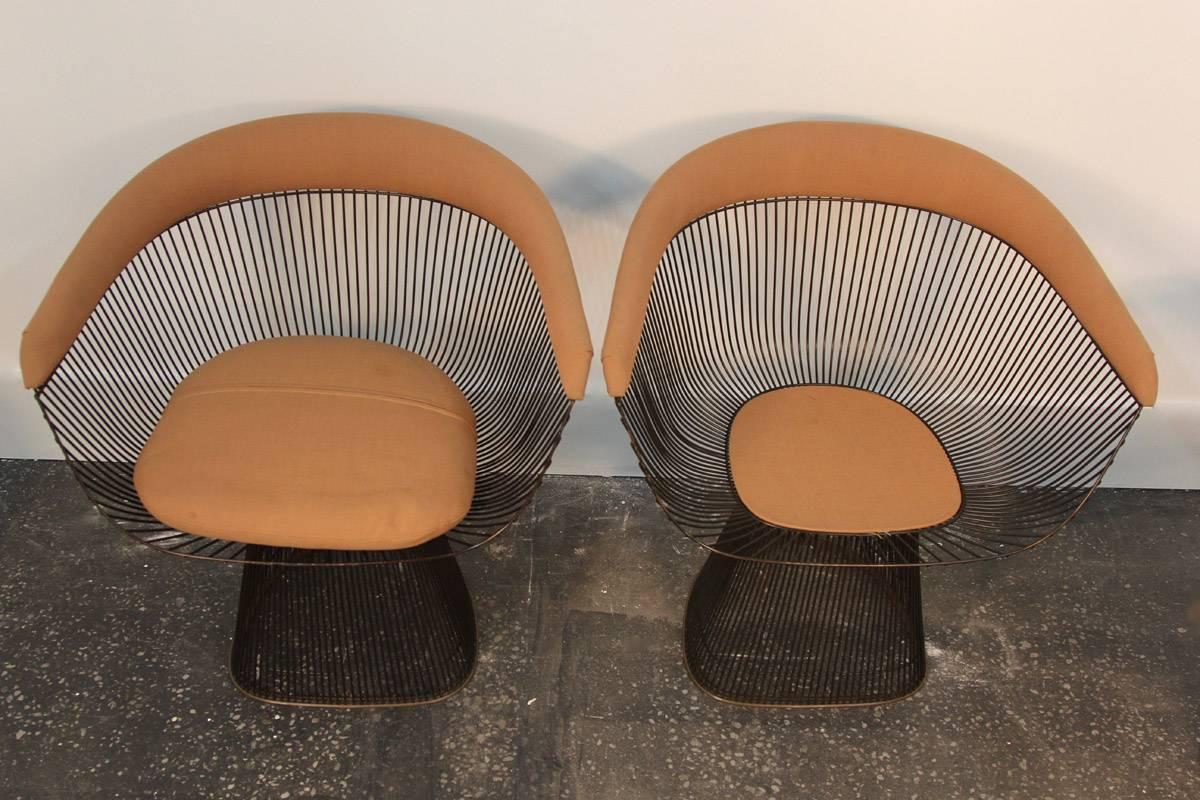 Set of Four Original Bronze Warren Platner Side Chairs In Good Condition In Bridport, CT