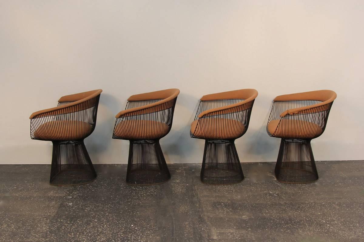 American Set of Four Original Bronze Warren Platner Side Chairs