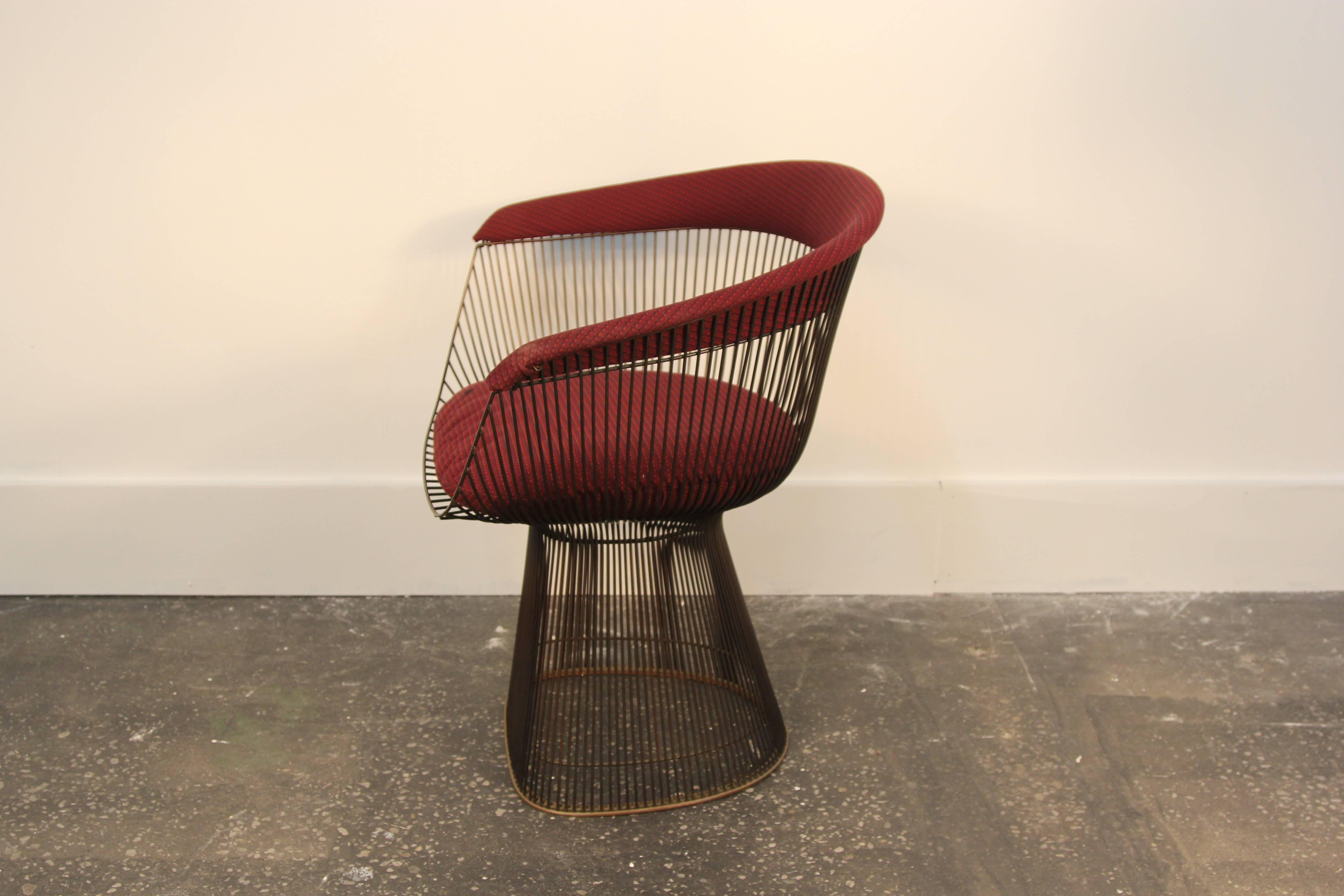 Warren Platner Original Bronze Side Chair and Matching Table In Good Condition In Bridport, CT
