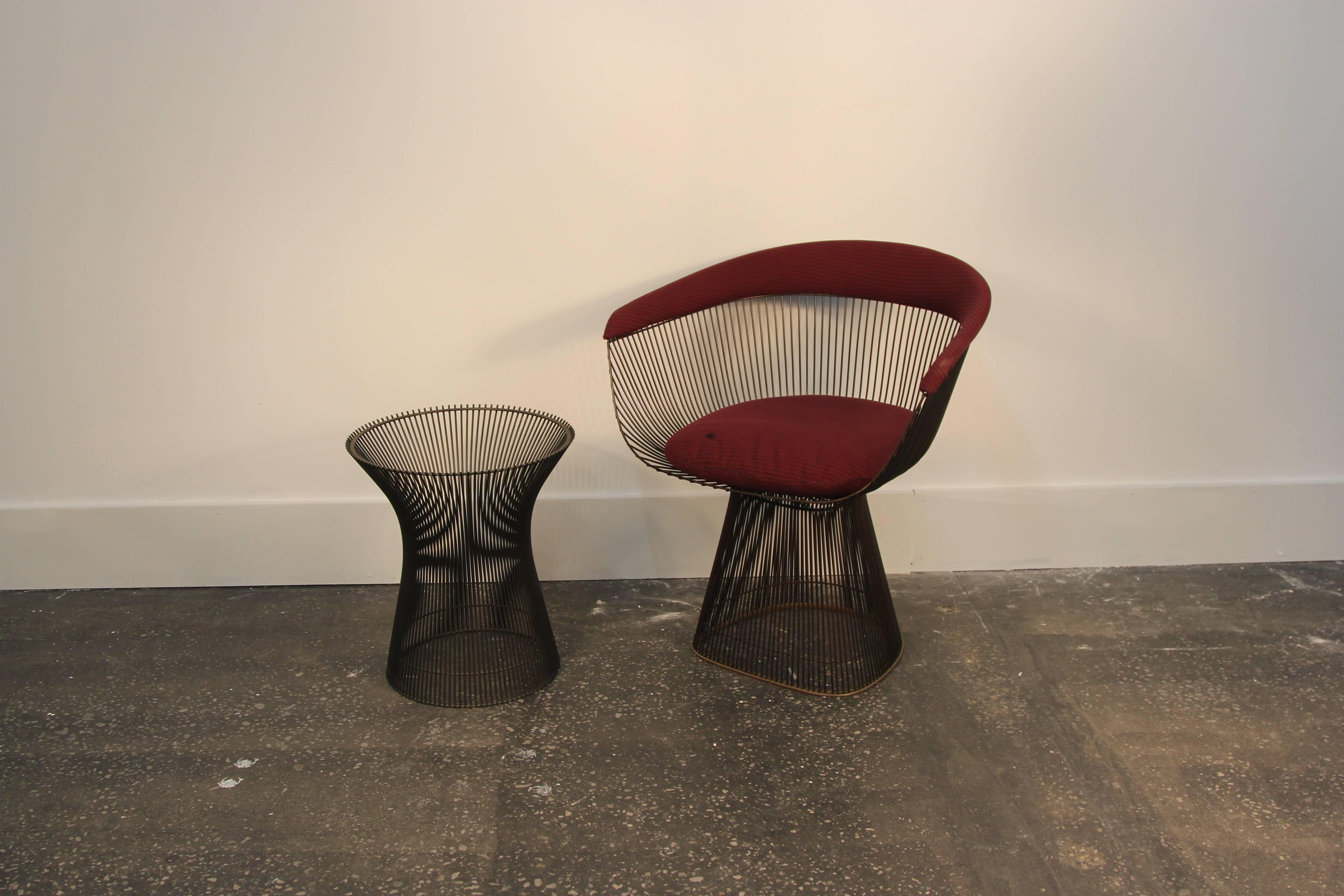 Warren Platner Original Bronze Side Chair and Matching Table 2