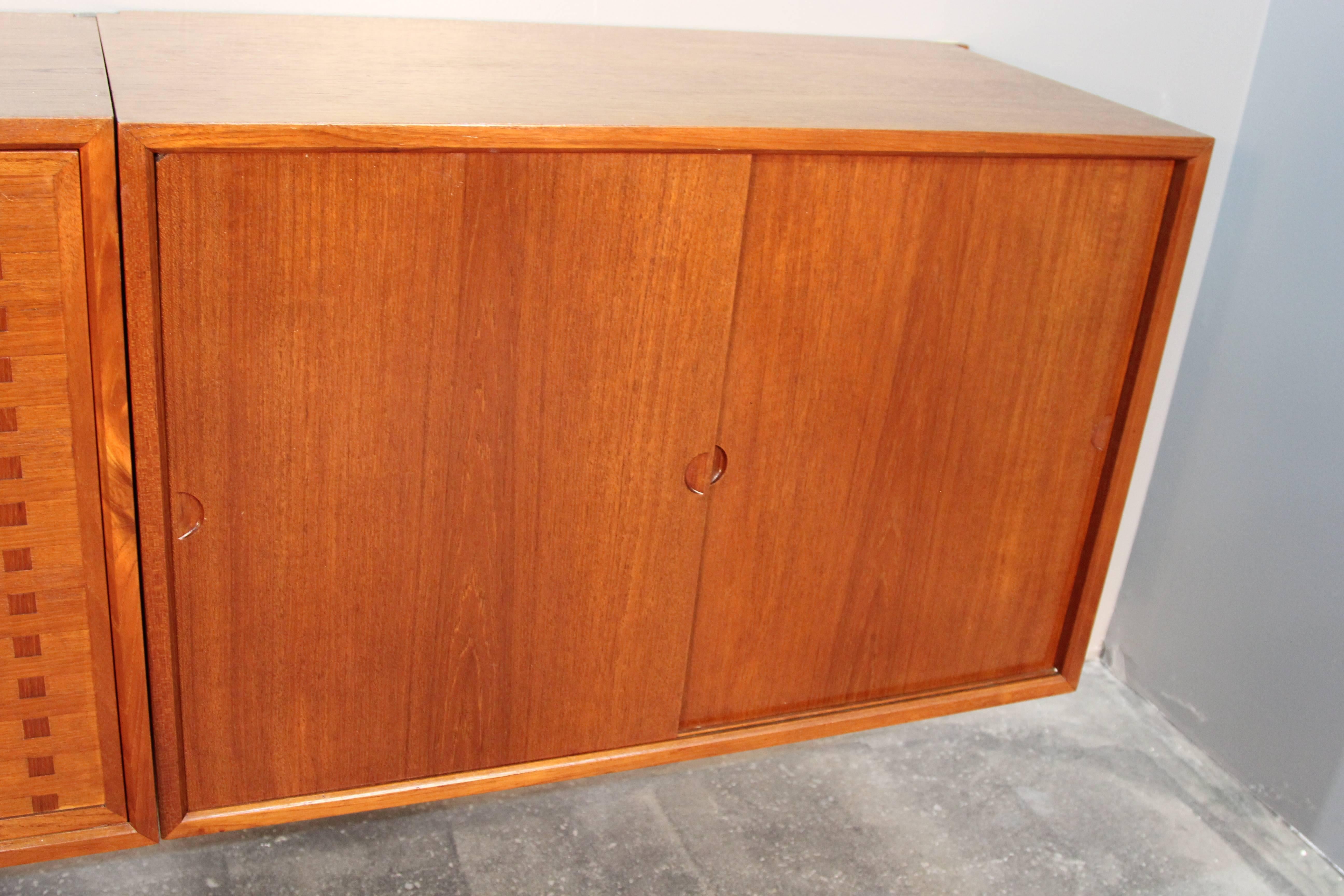 Poul Cadovius Three-Section Wall Mount Cabinet or Credenza 3