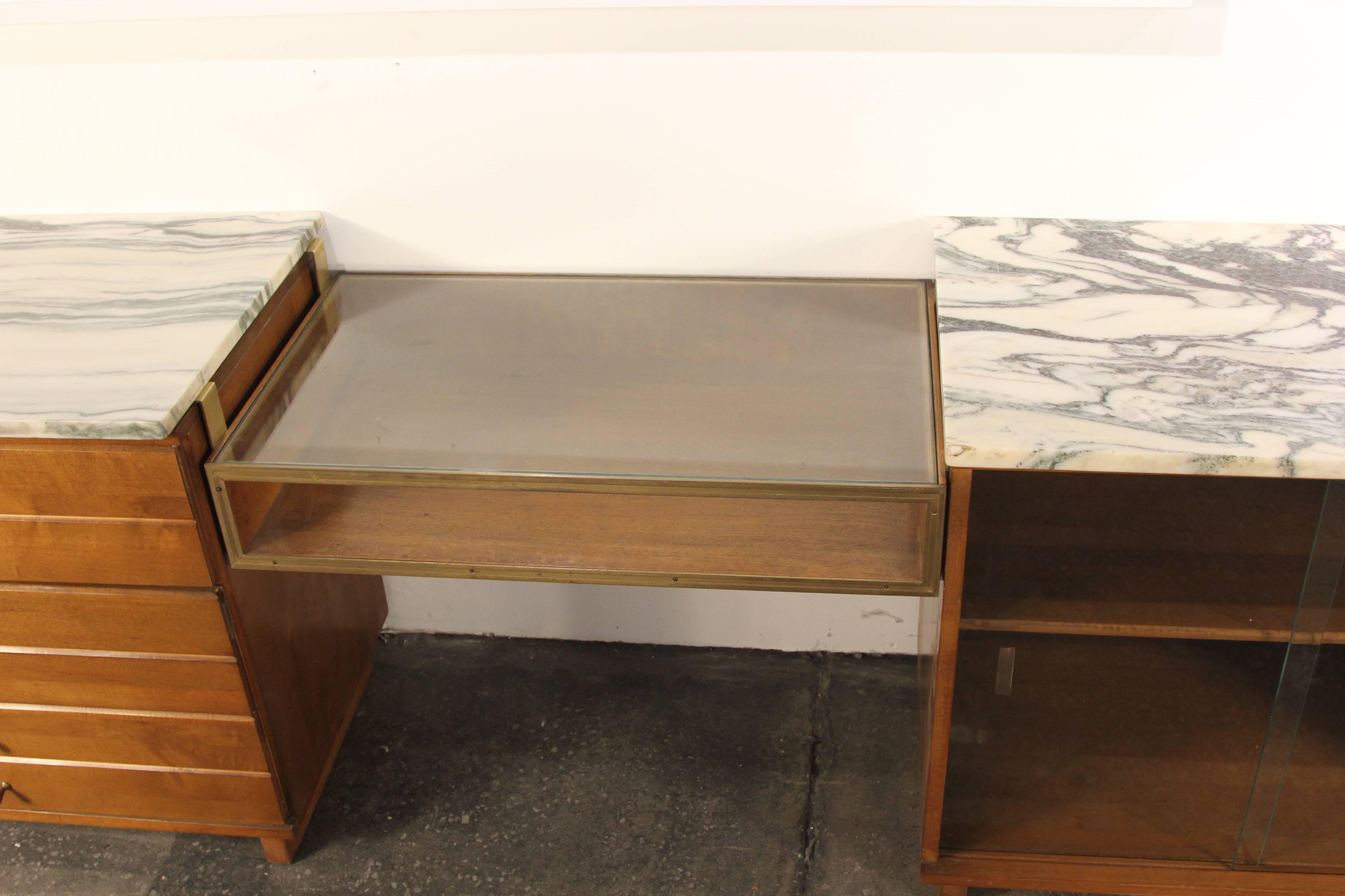 Paul McCobb Marble-Top Three-Section Credenza 2