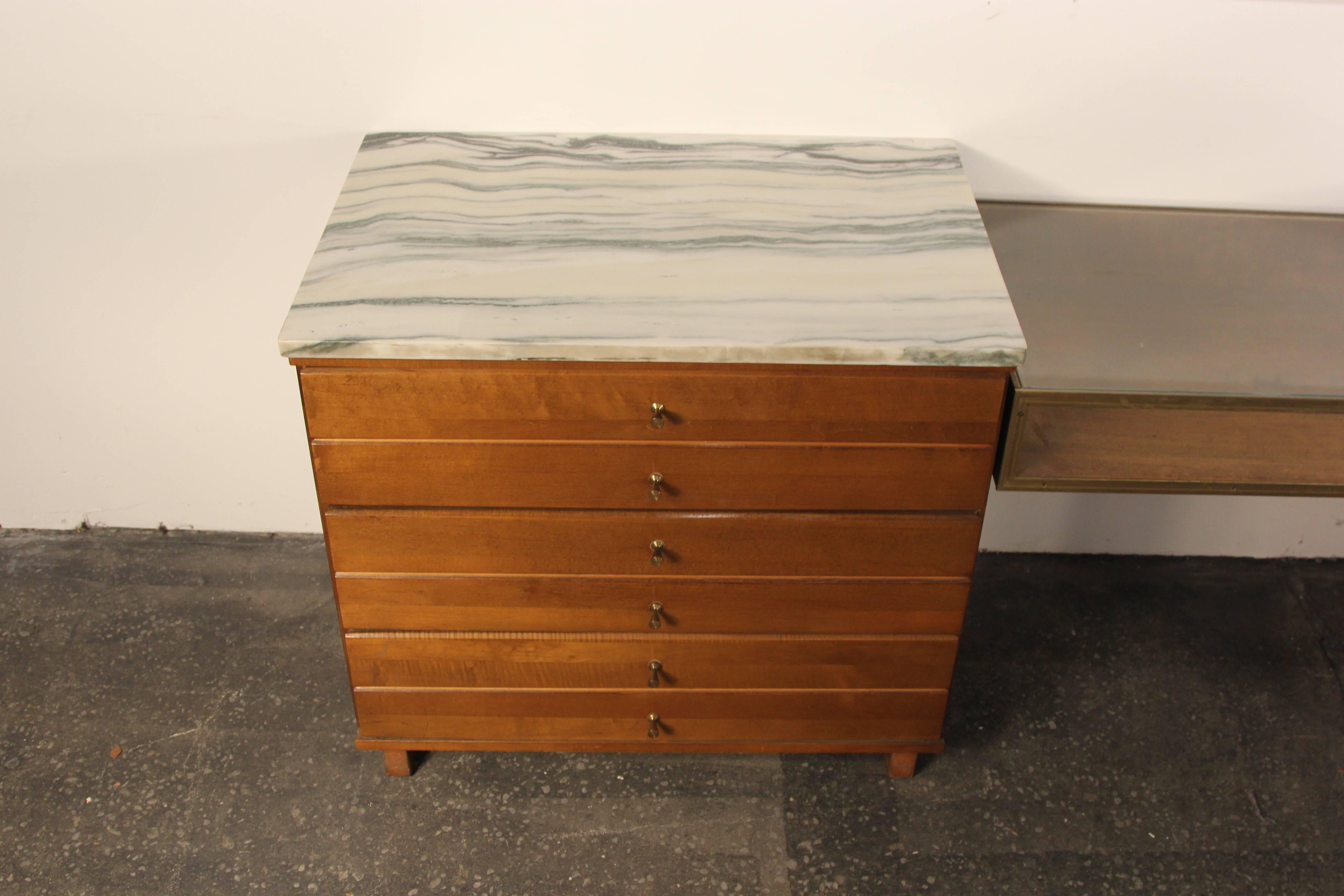Paul McCobb Marble-Top Three-Section Credenza 1