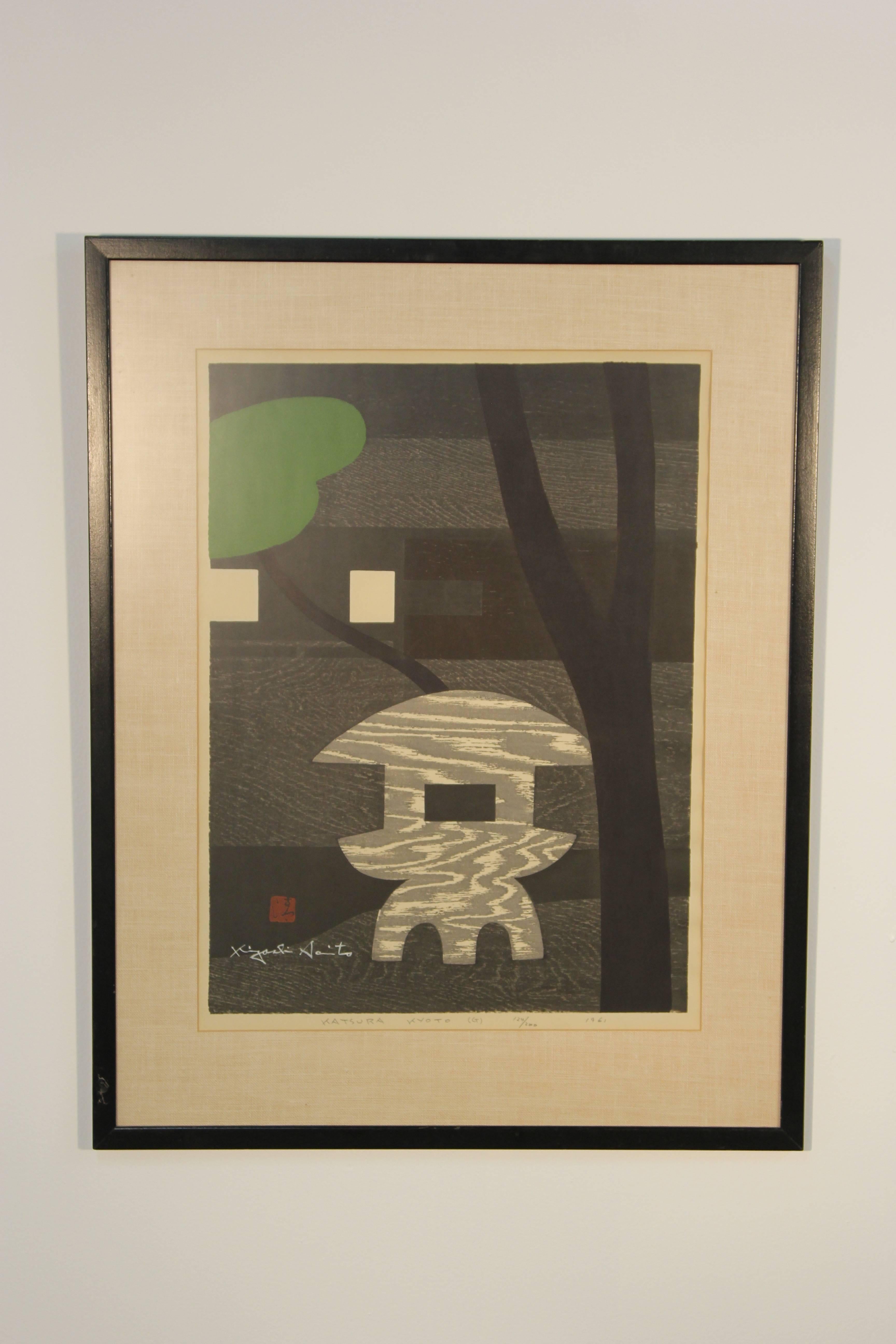 20th Century Kiyoshi Saito Woodblock Framed Print For Sale