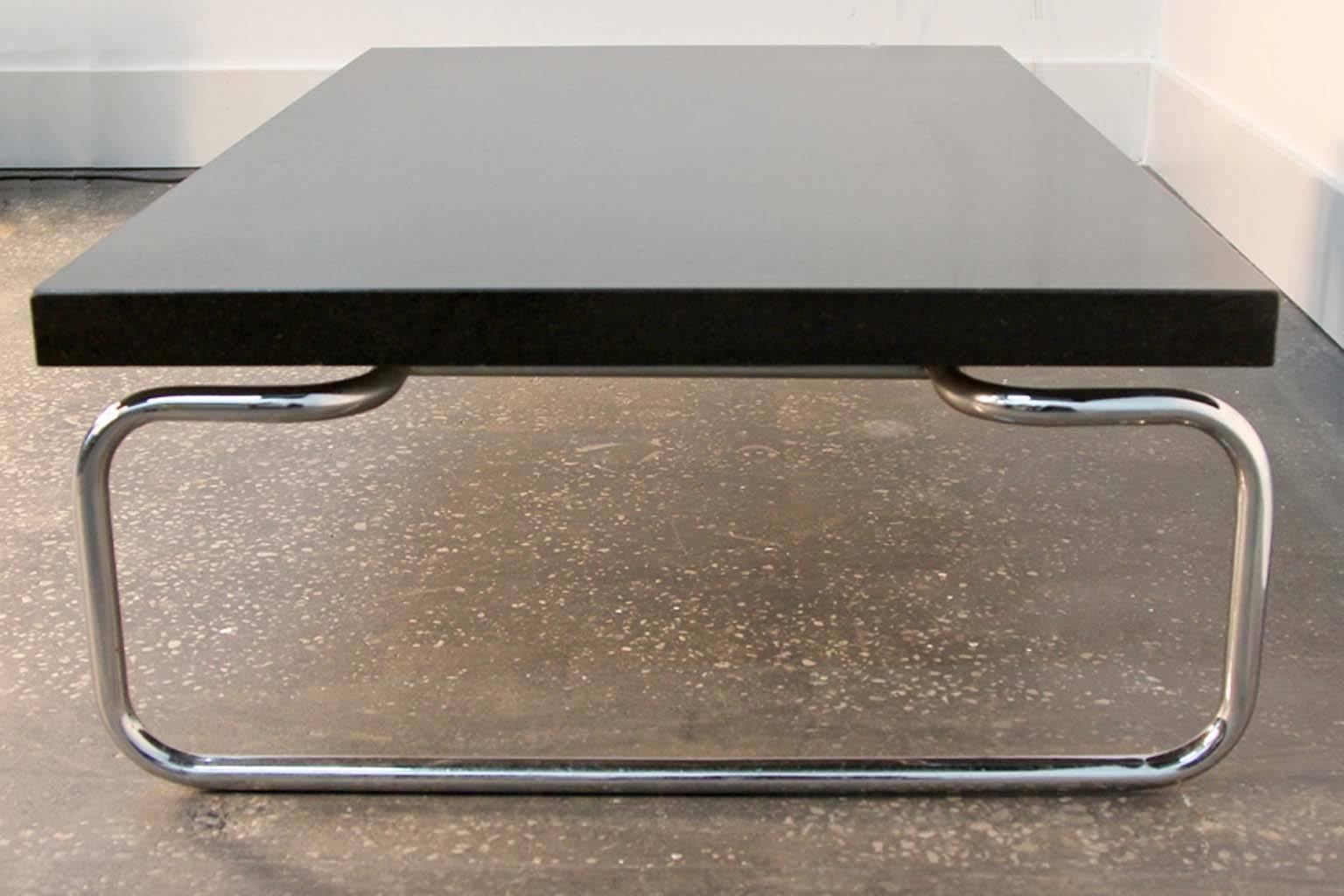 20th Century Chrome and Granite Cocktail Table by Cassina