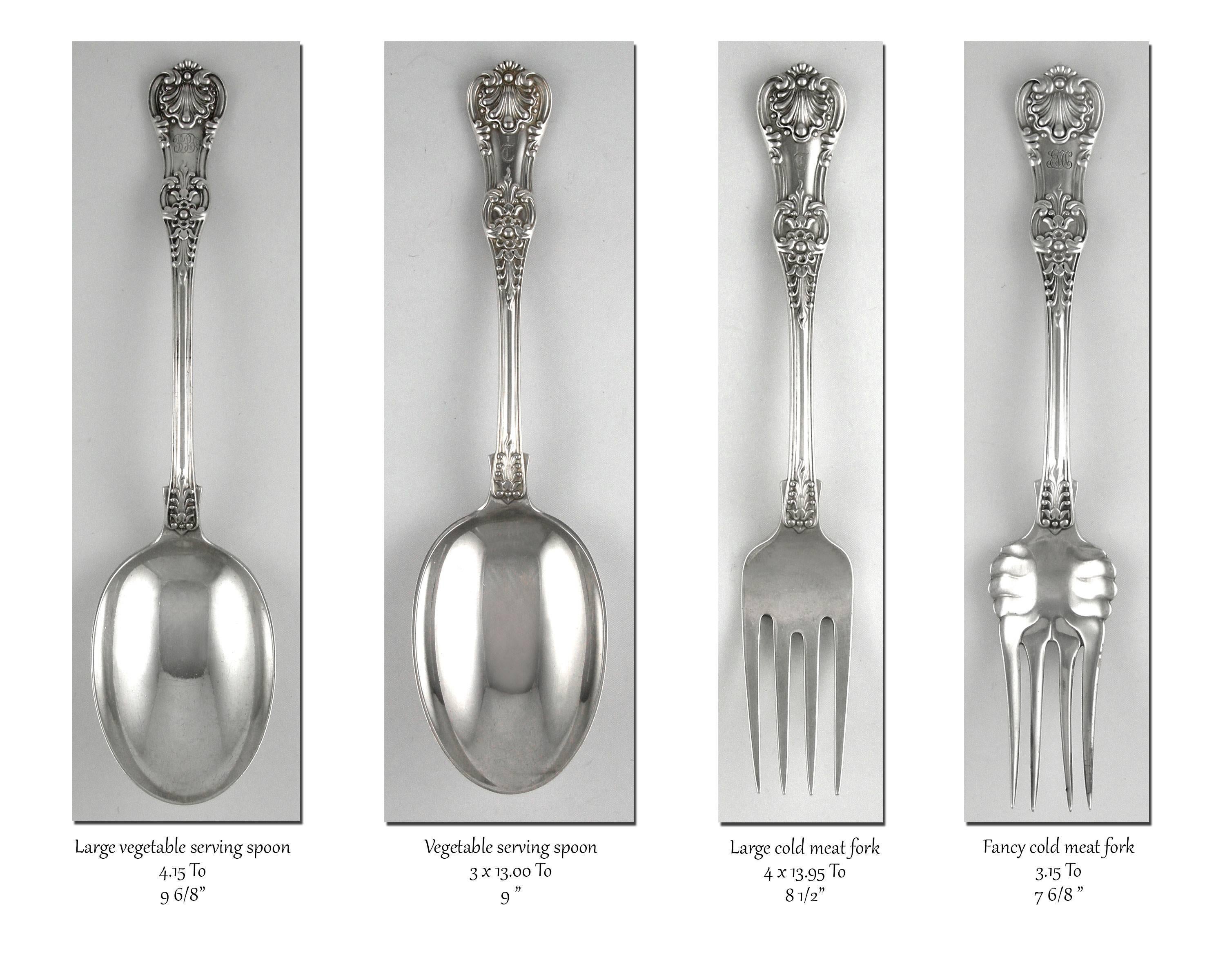 Late 19th Century Tiffany English King 246 Piece Sterling Flatware Set For Sale