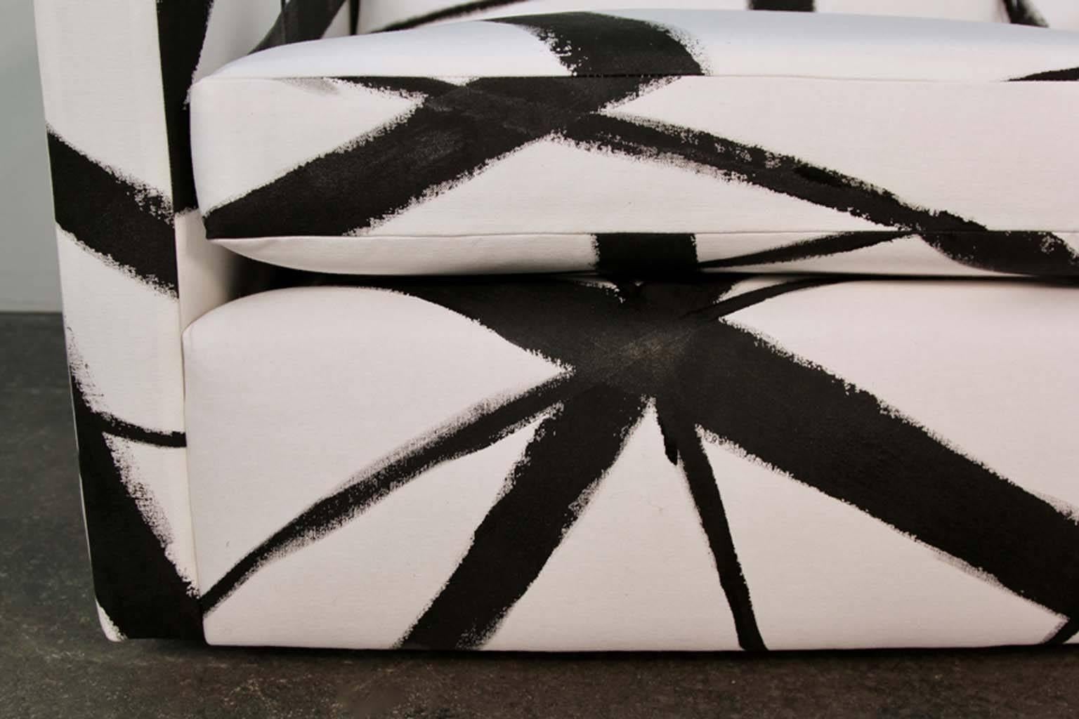 Knoll Pfister Loveseat Sofa with Custom Hand-Painted Fabric 3