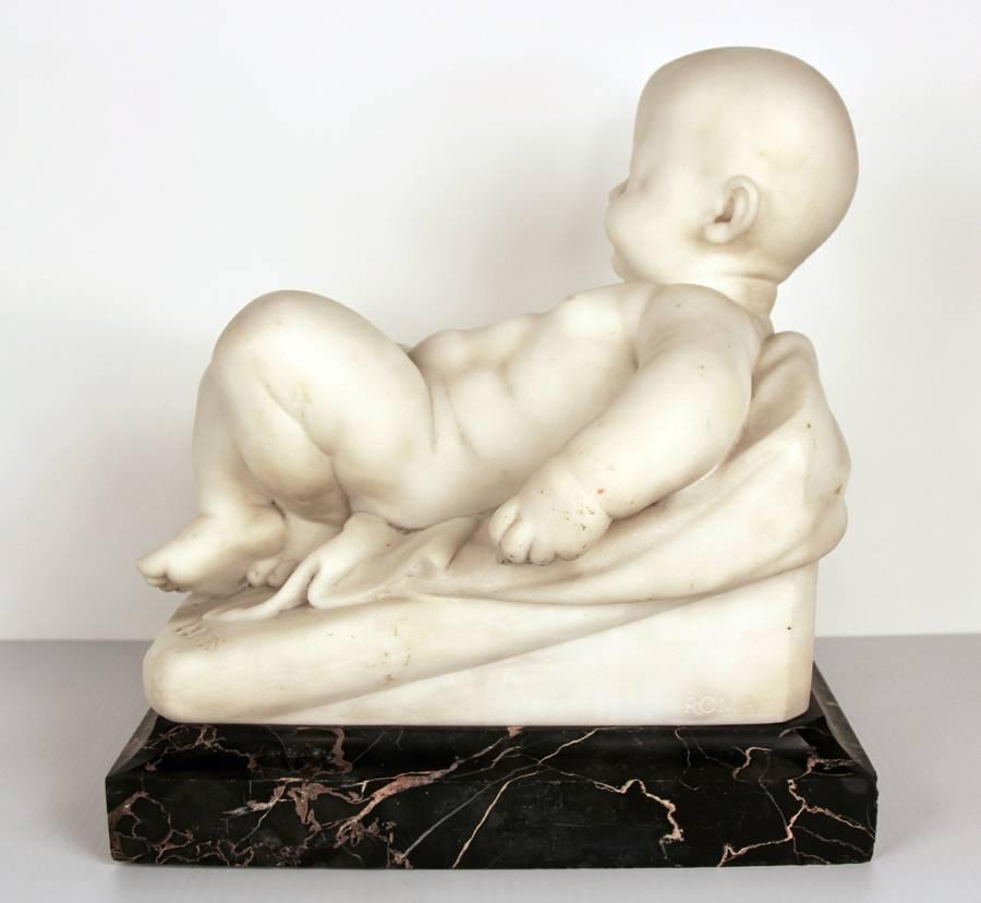 Antique Museum Quality Marble Sculpture of Baby For Sale 1