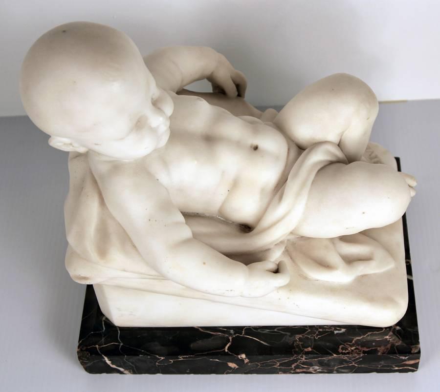 Antique Museum Quality Marble Sculpture of Baby In Excellent Condition For Sale In Bridport, CT