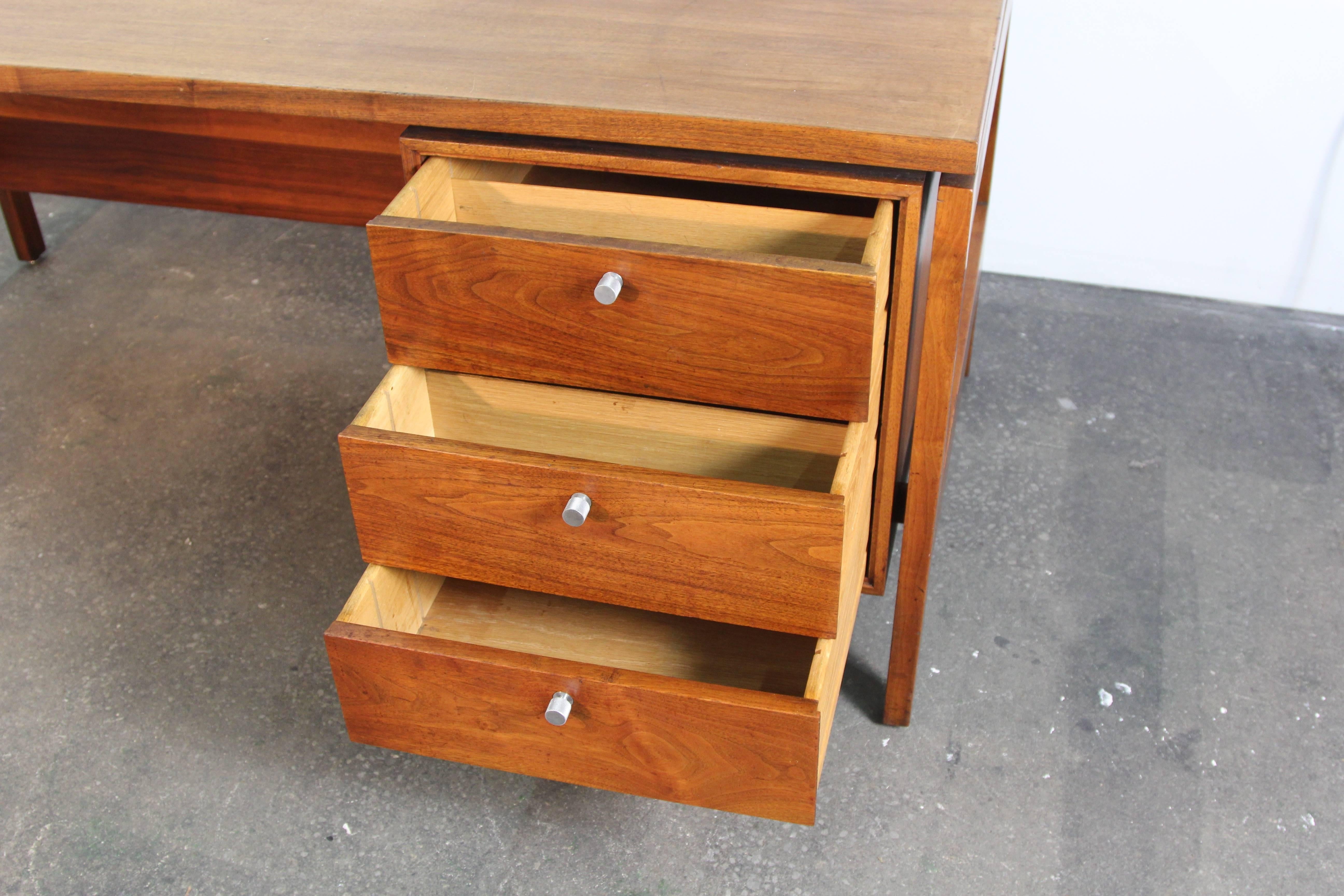 Mid-20th Century Jens Risom Walnut Three-Drawer Desk