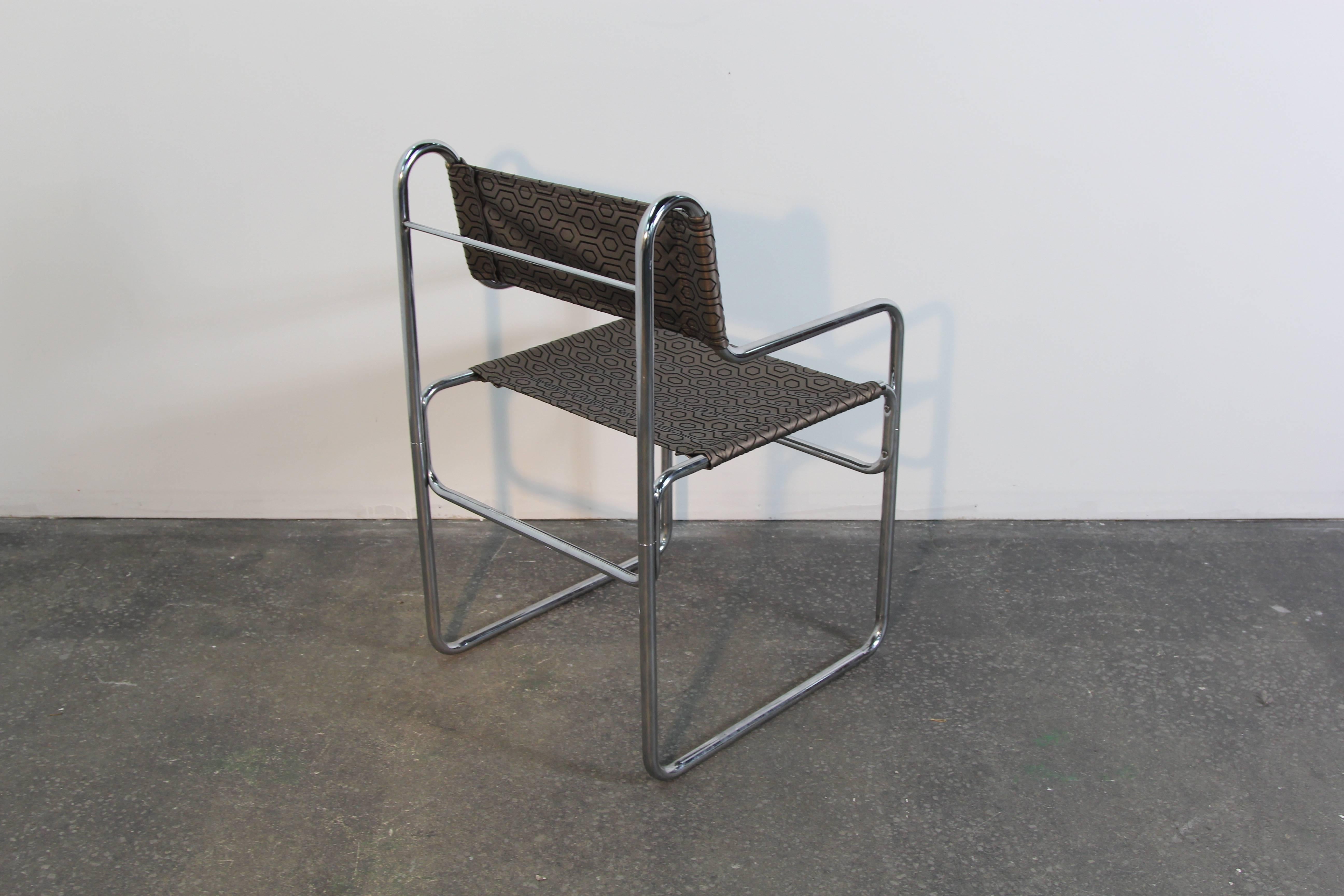 Set of Six Mid-Century Tubular Breuer Style Chrome Chairs For Sale 2