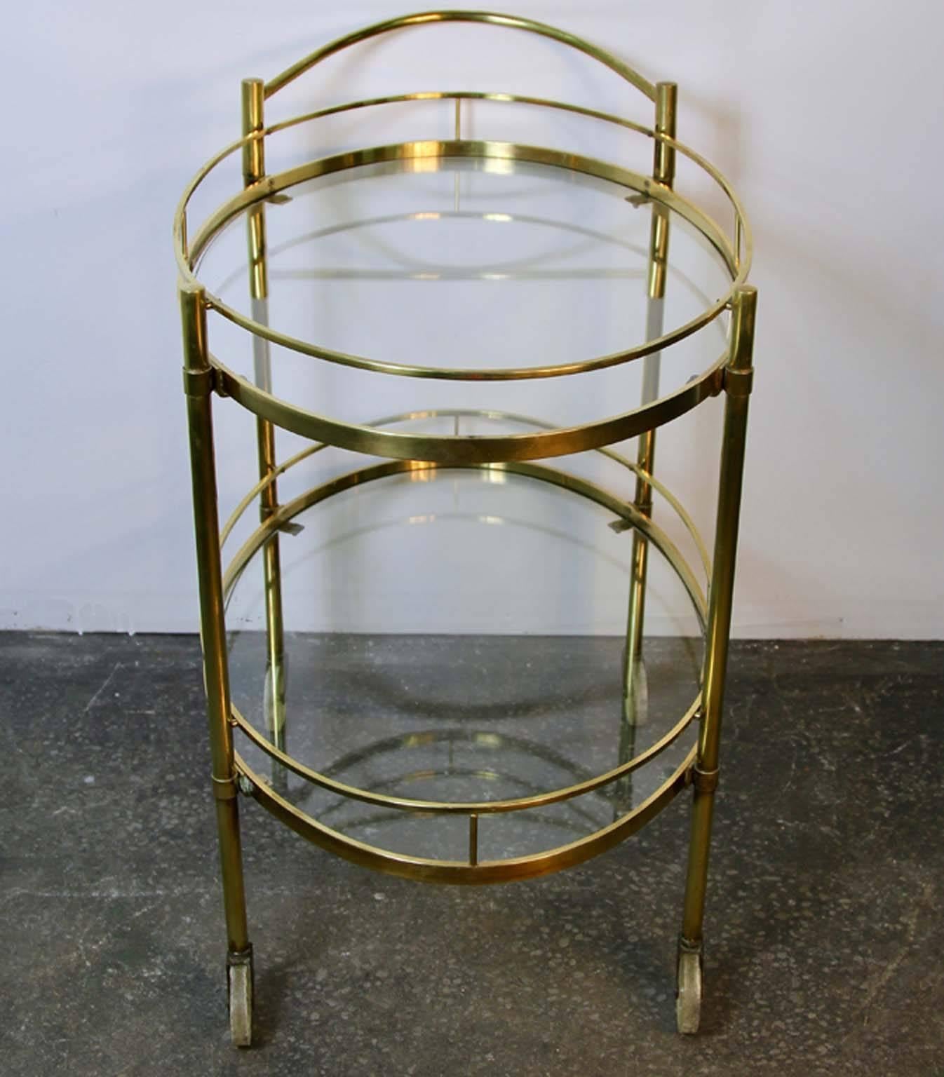 American Brass and Glass Two-Tier Vintage Bar Cart