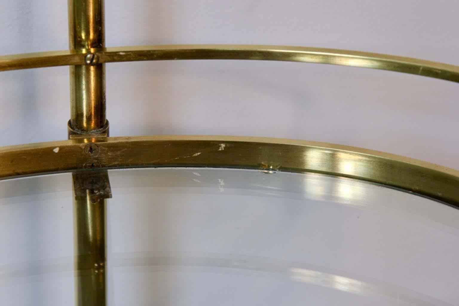 Brass and Glass Two-Tier Vintage Bar Cart In Good Condition In Bridport, CT