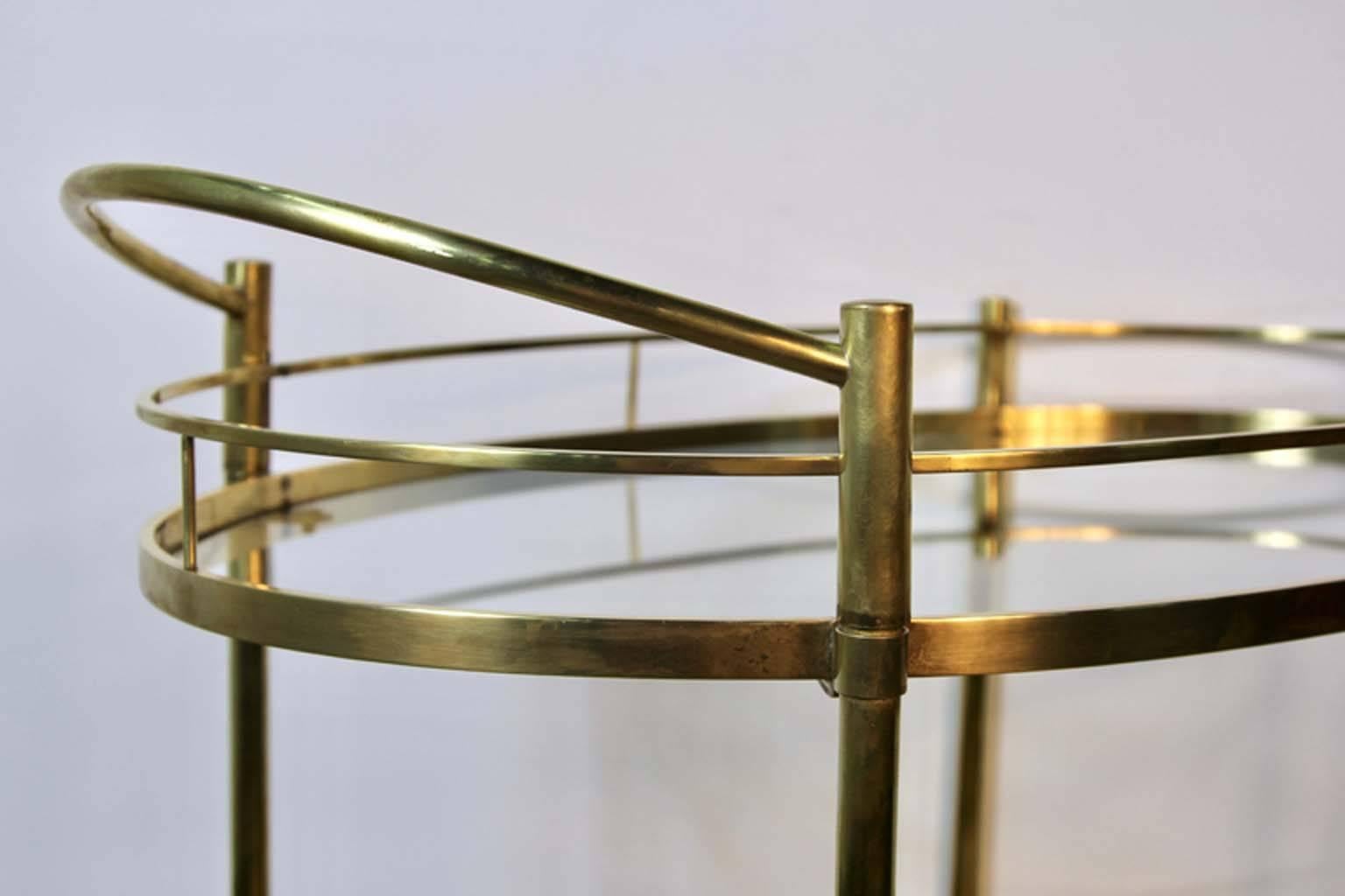 Brass and Glass Two-Tier Vintage Bar Cart 1