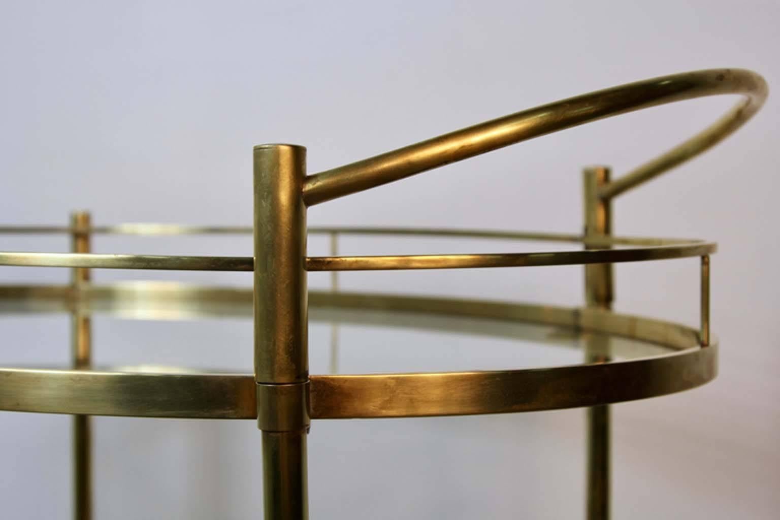 Late 20th Century Brass and Glass Two-Tier Vintage Bar Cart