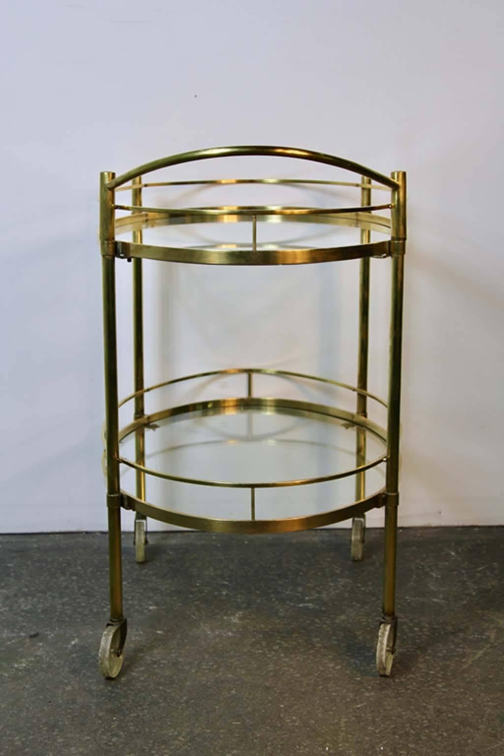 Brass and Glass Two-Tier Vintage Bar Cart 2