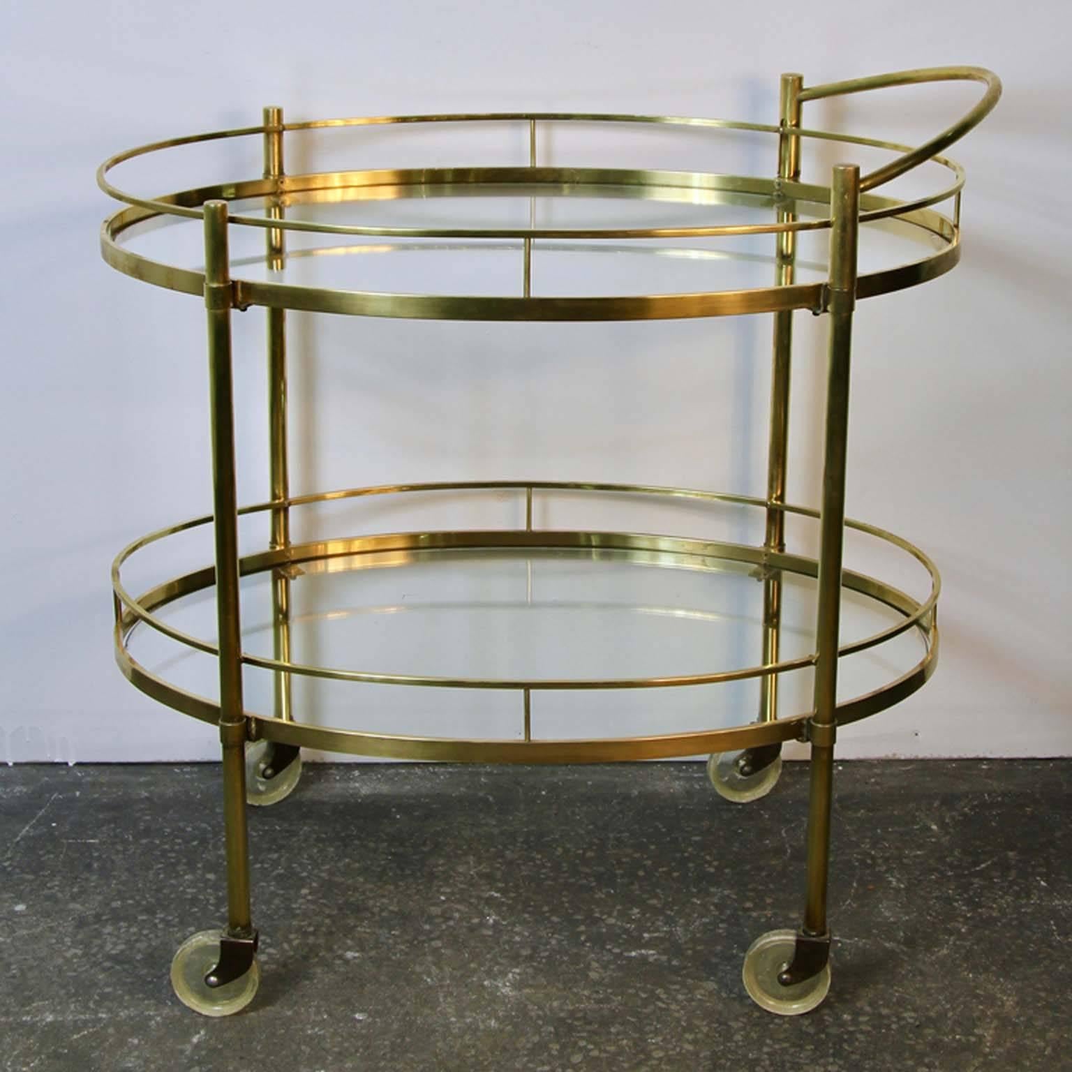 Brass and Glass Two-Tier Vintage Bar Cart 3
