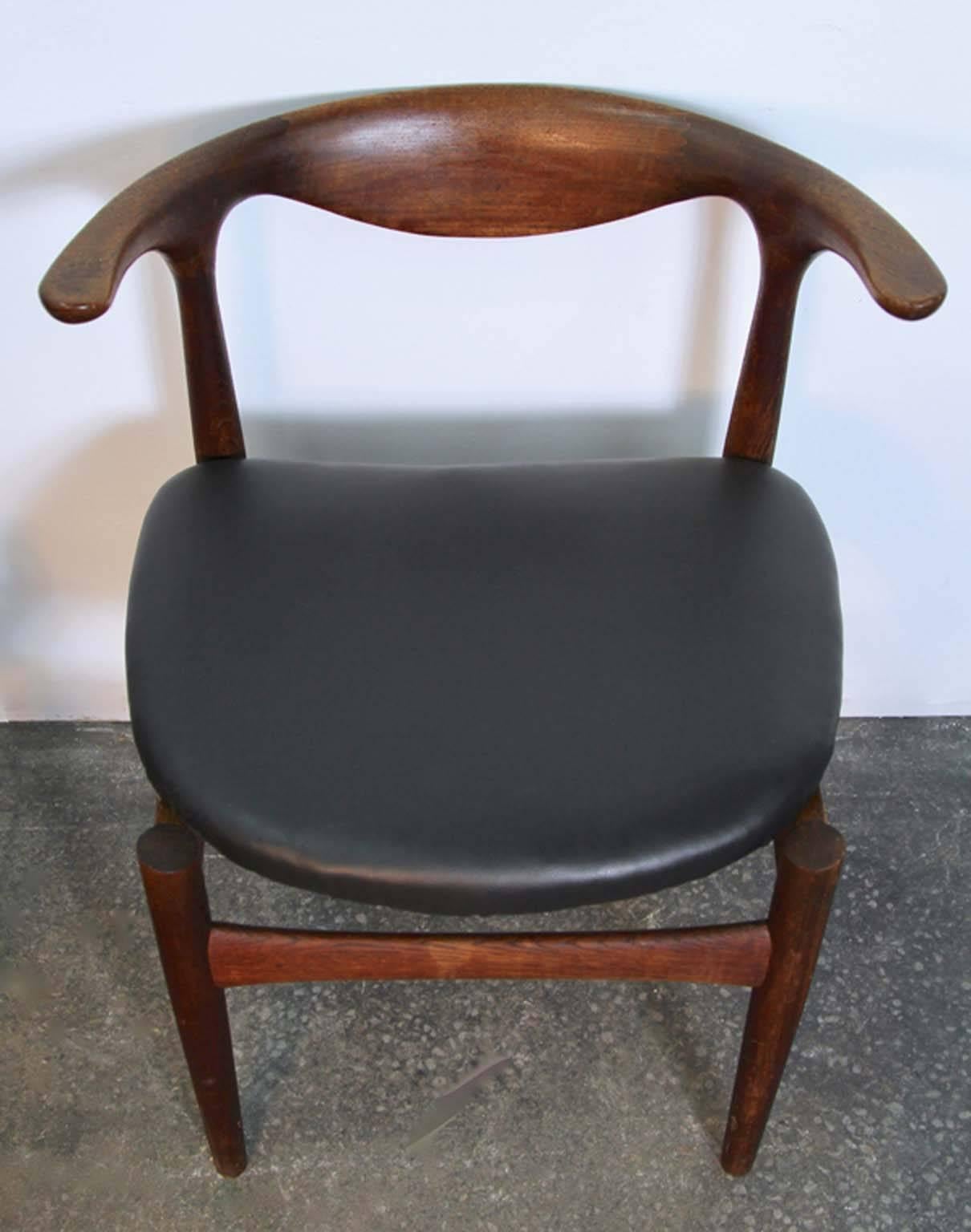 Pair of Danish Modern Teak and Leather Seat Chairs For Sale 1