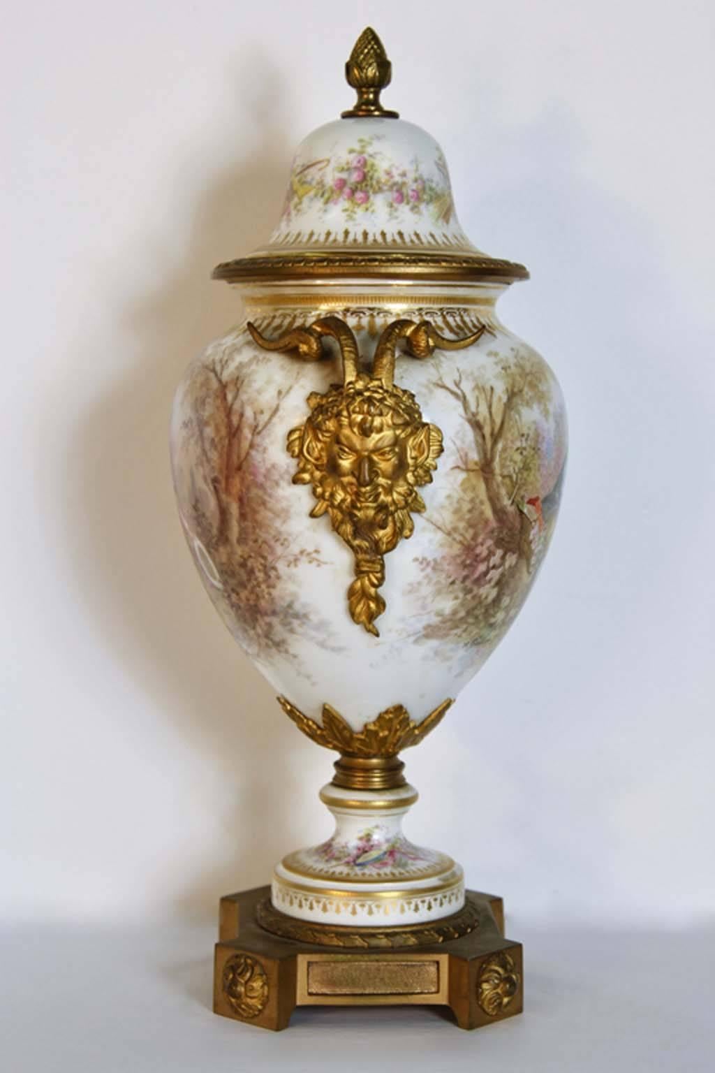 Antique Classical Sevres Urn with Gilt Bronze In Excellent Condition For Sale In Bridport, CT
